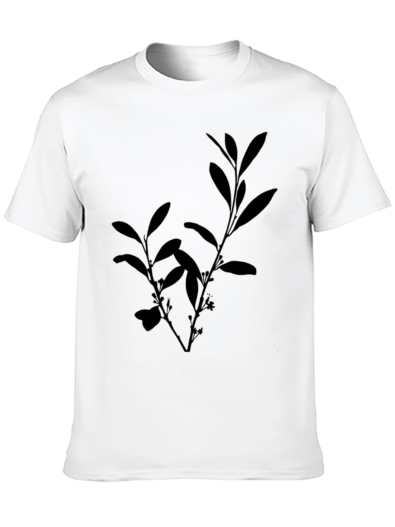 Black Tee with Botanical Silhouette