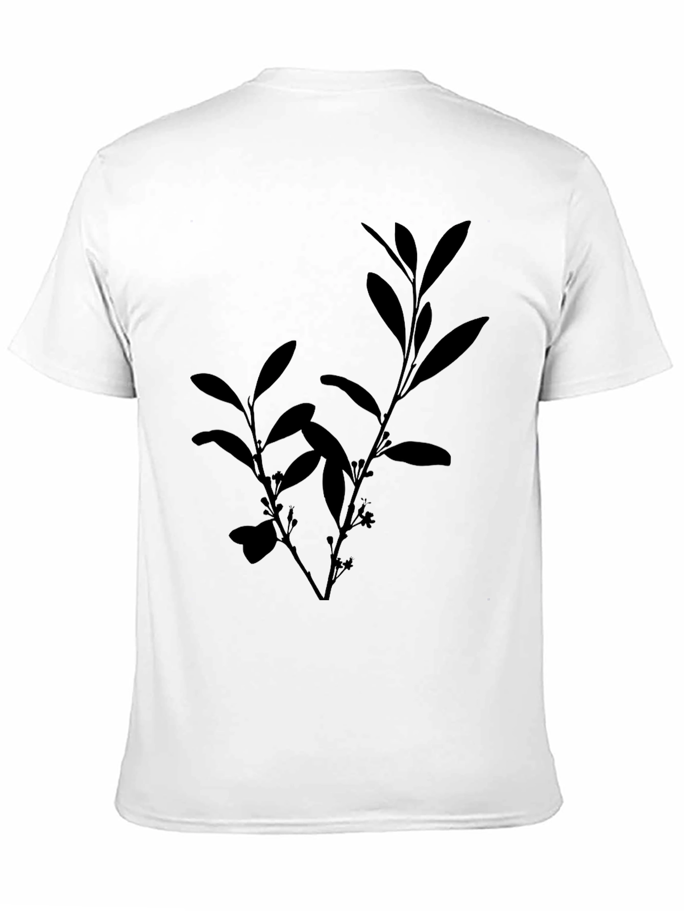 Black Tee with Botanical Silhouette
