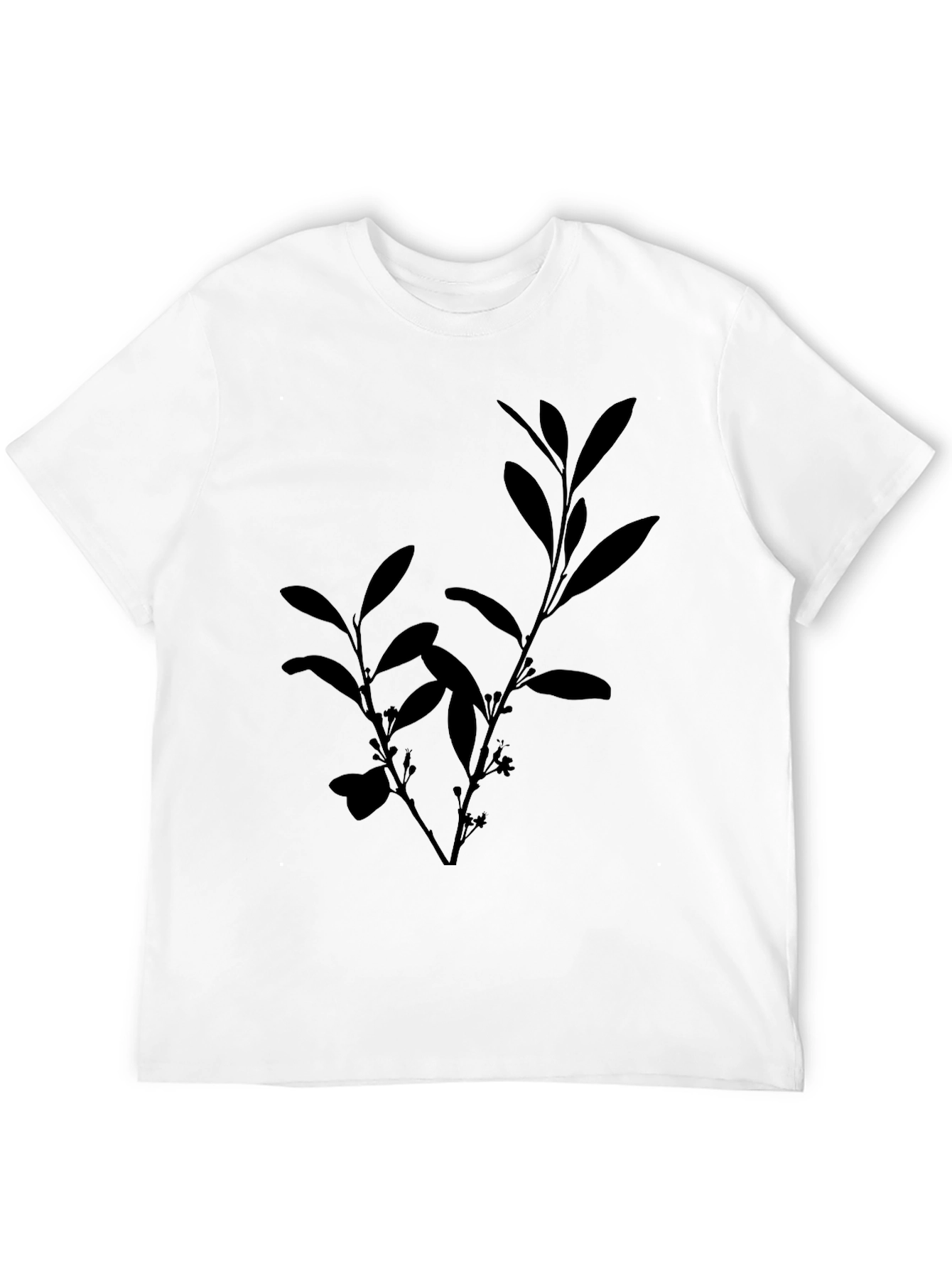 Black Tee with Botanical Silhouette