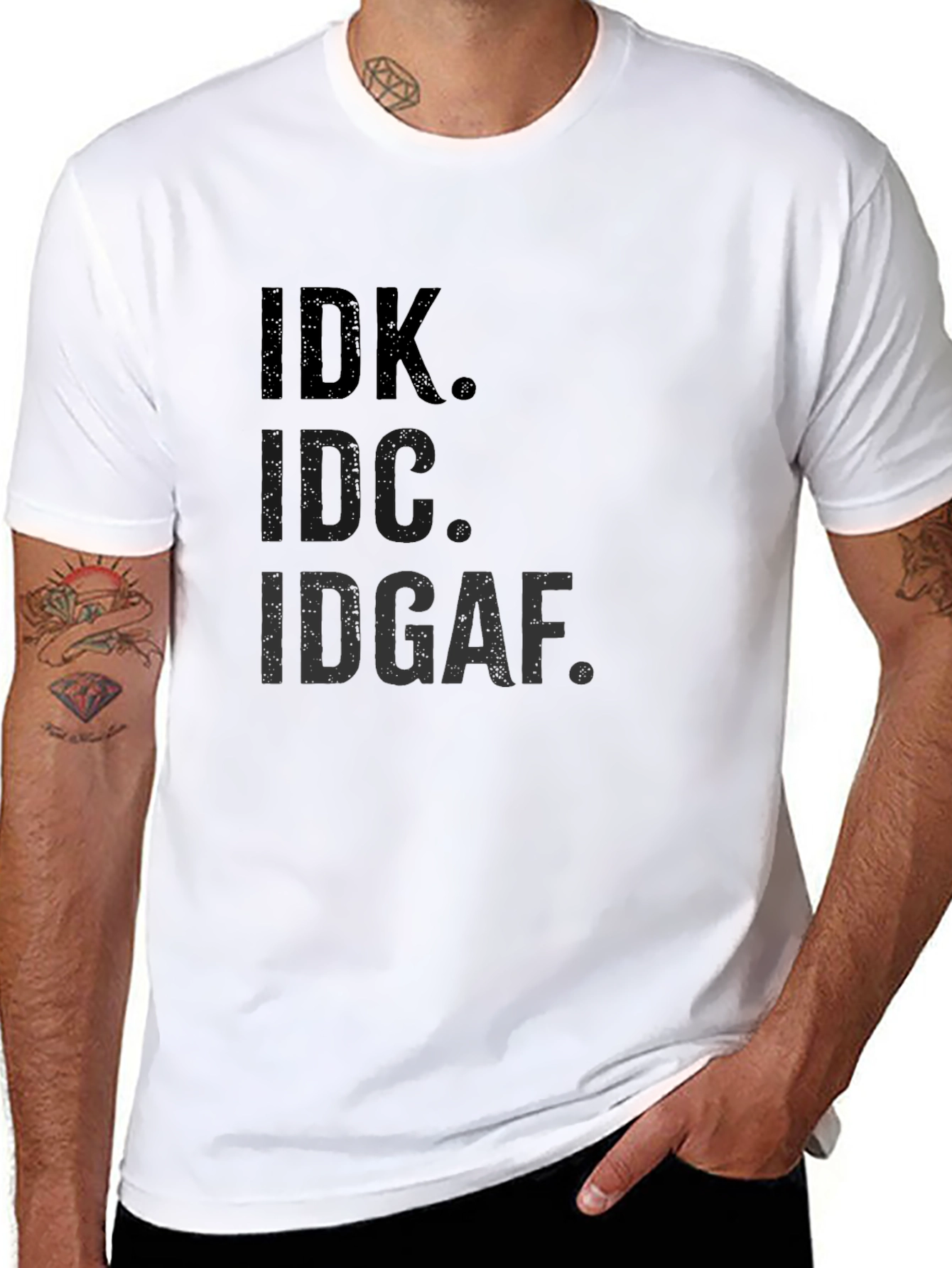 IDK IDC IDGAF T-Shirt Funny Sarcastic Graphic Tee