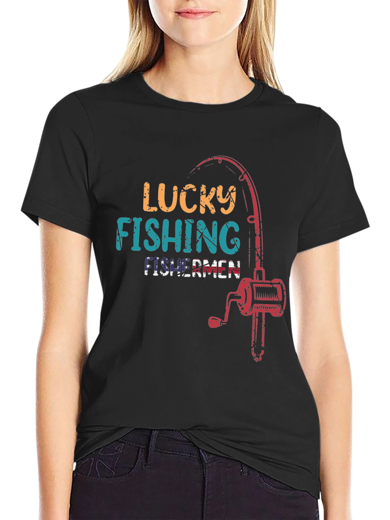 Lucky Fishing Fisherman Graphic Tee