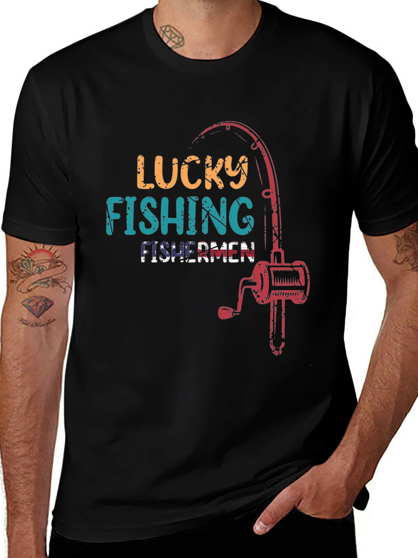 Lucky Fishing Fisherman Graphic Tee