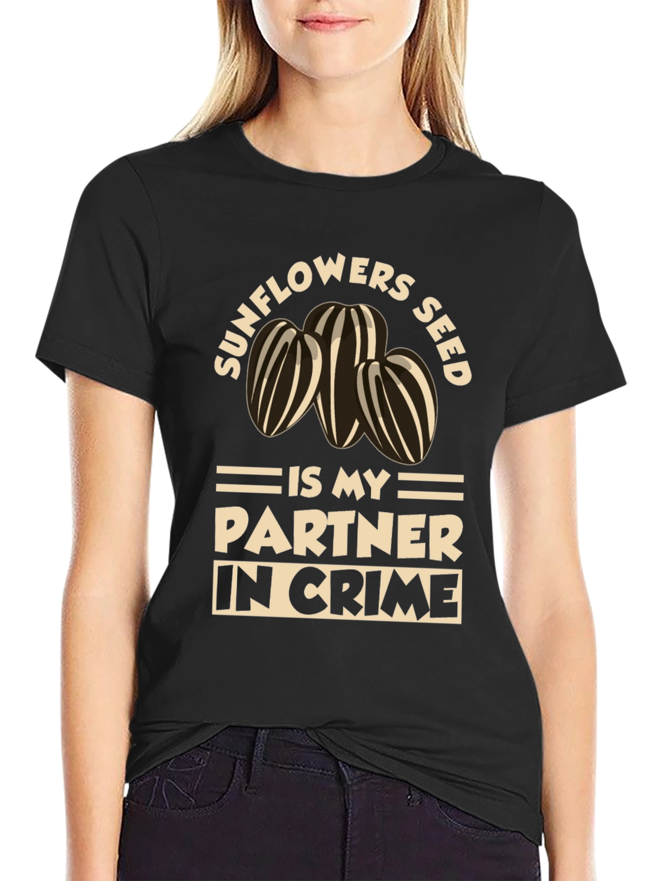 Sunflower Seed Partner in Crime Black T-Shirt