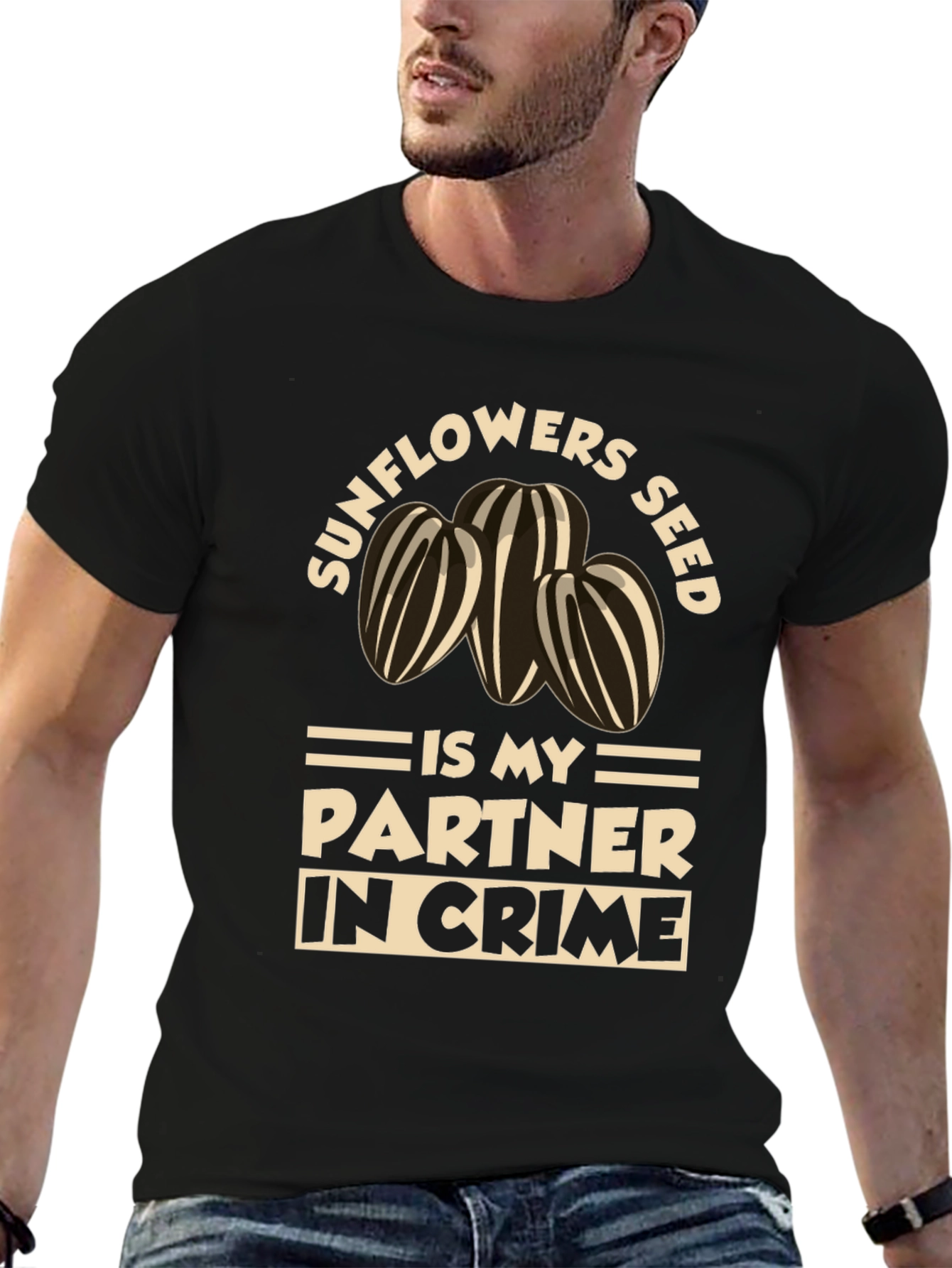 Sunflower Seed Partner in Crime Black T-Shirt