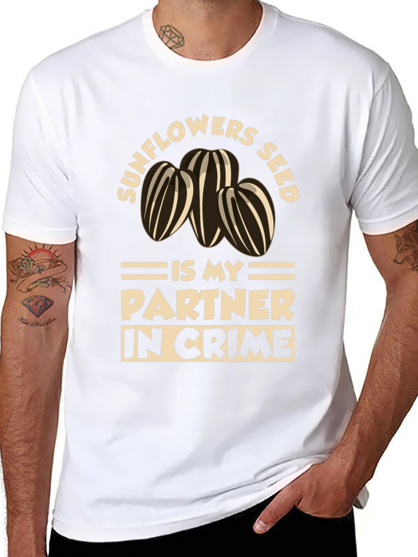Sunflower Seed Partner in Crime Black T-Shirt
