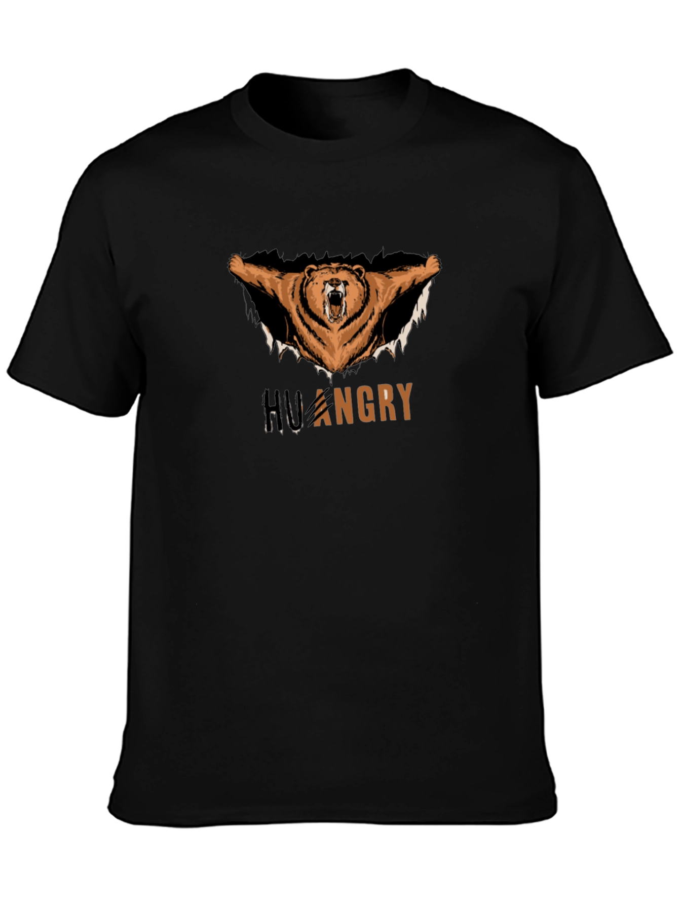 Hungry Bear Graphic Tee - Black Cotton T-Shirt