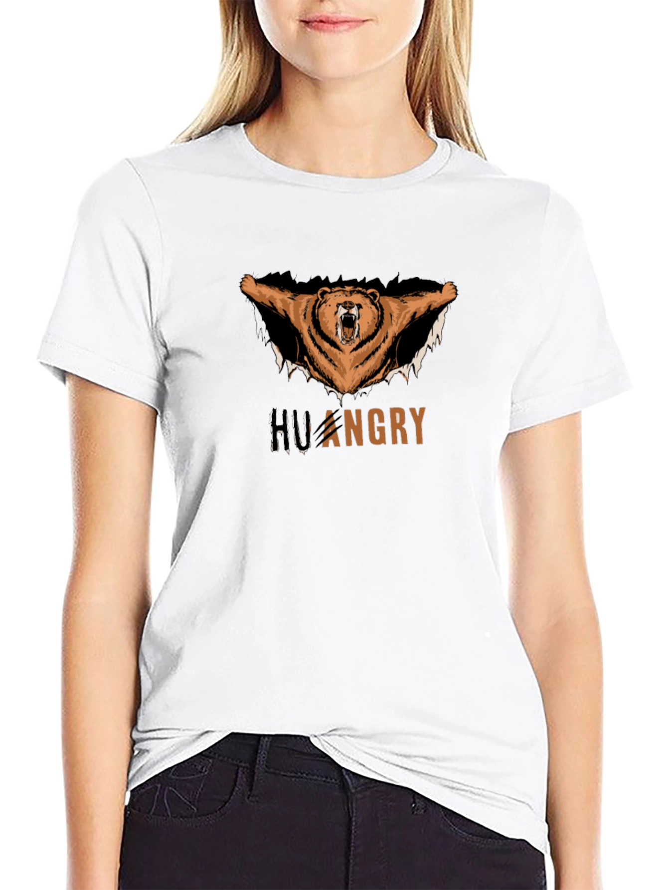 Hungry Bear Graphic Tee - Black Cotton T-Shirt
