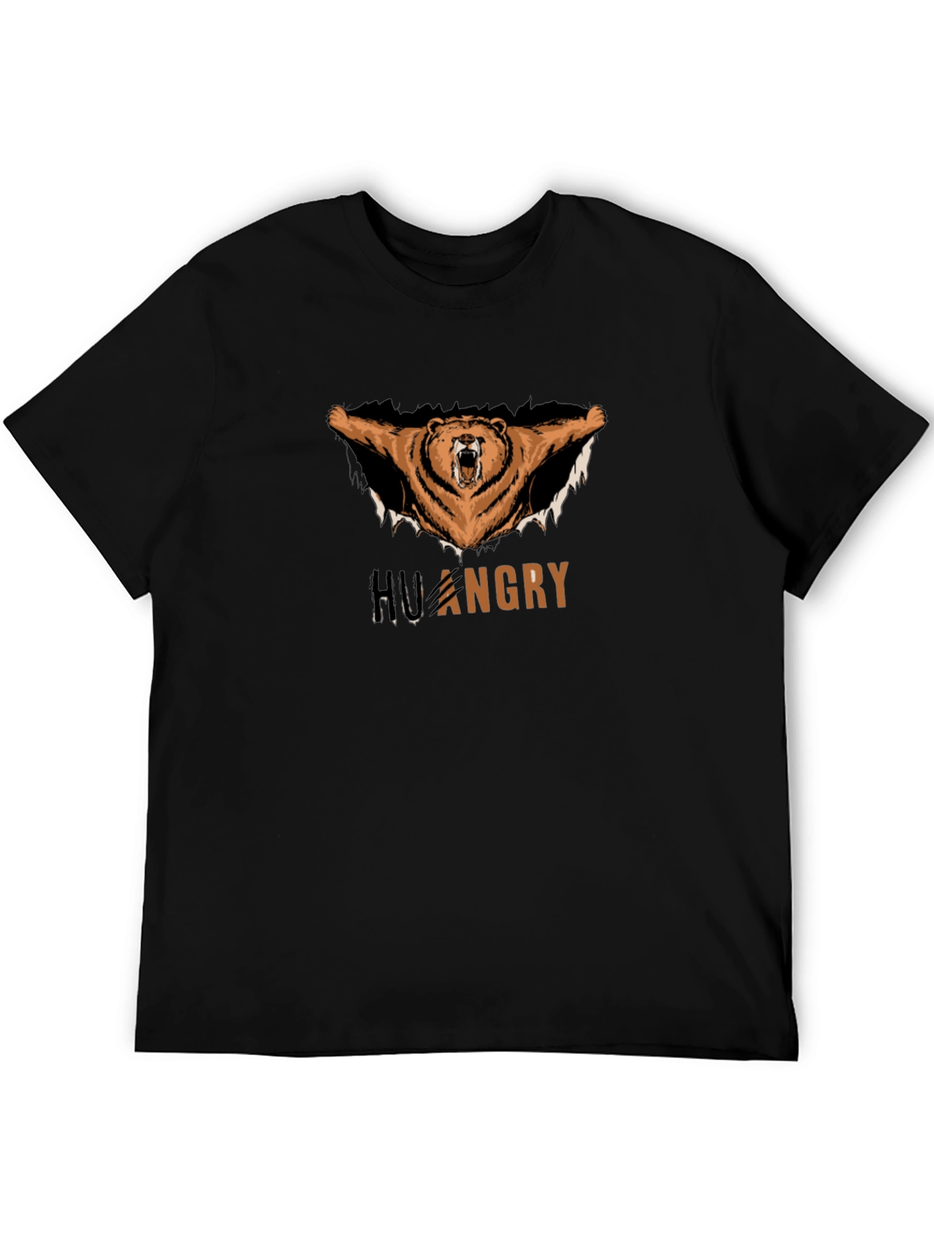 Hungry Bear Graphic Tee - Black Cotton T-Shirt