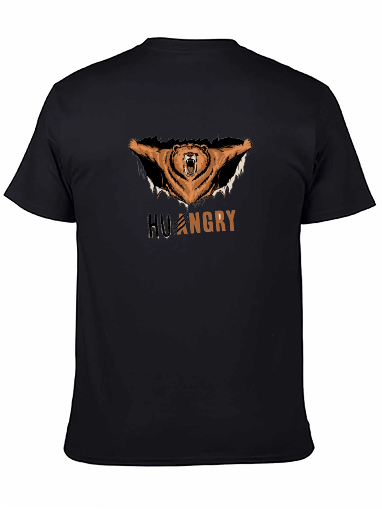 Hungry Bear Graphic Tee - Black Cotton T-Shirt