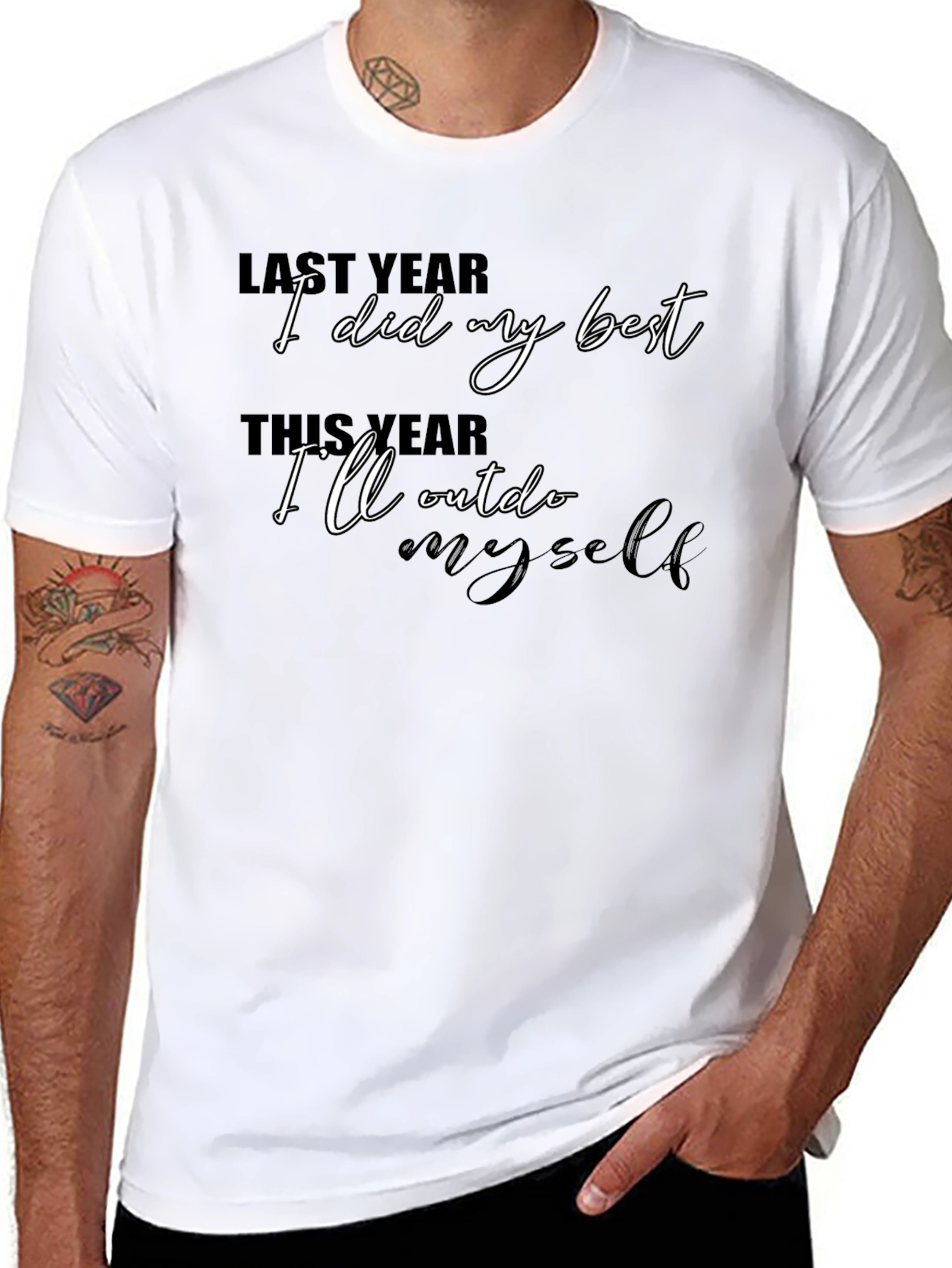 Motivational T-Shirt: Outdo Yourself - Black Cotton Tee