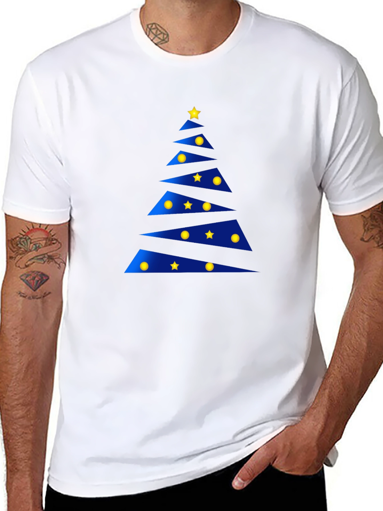 Festive Geometric Christmas Tree Graphic Tee