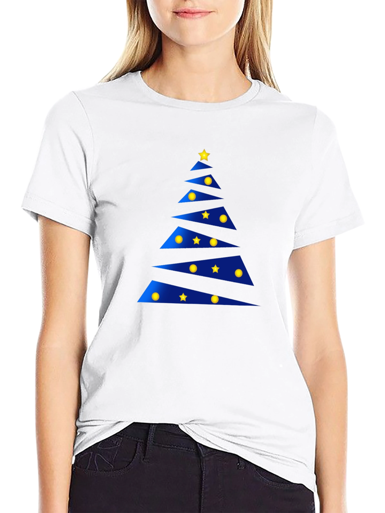 Festive Geometric Christmas Tree Graphic Tee
