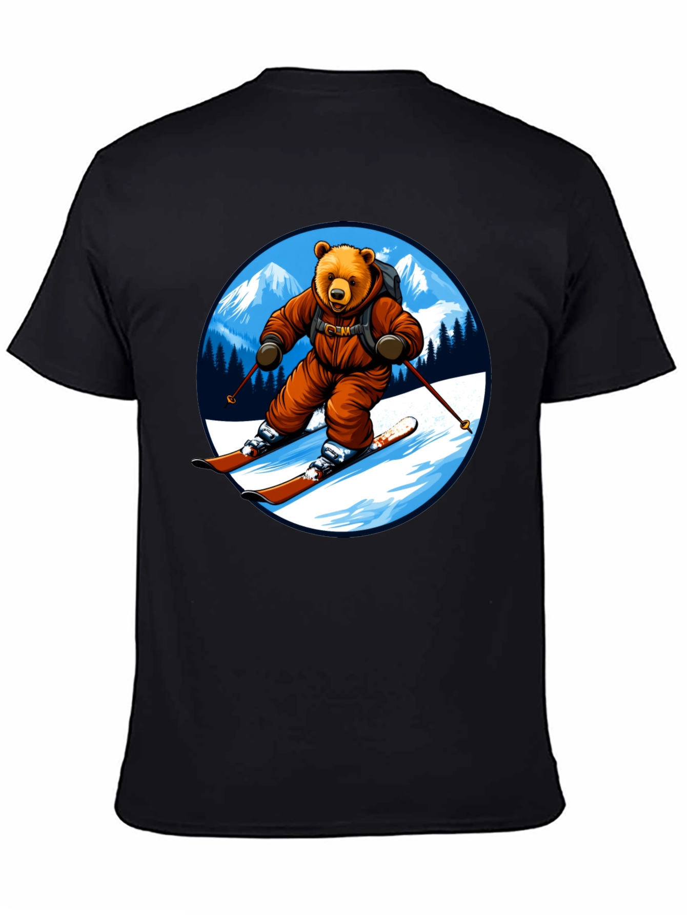 Bear Skiing T-Shirt - Mountain Adventure Tee