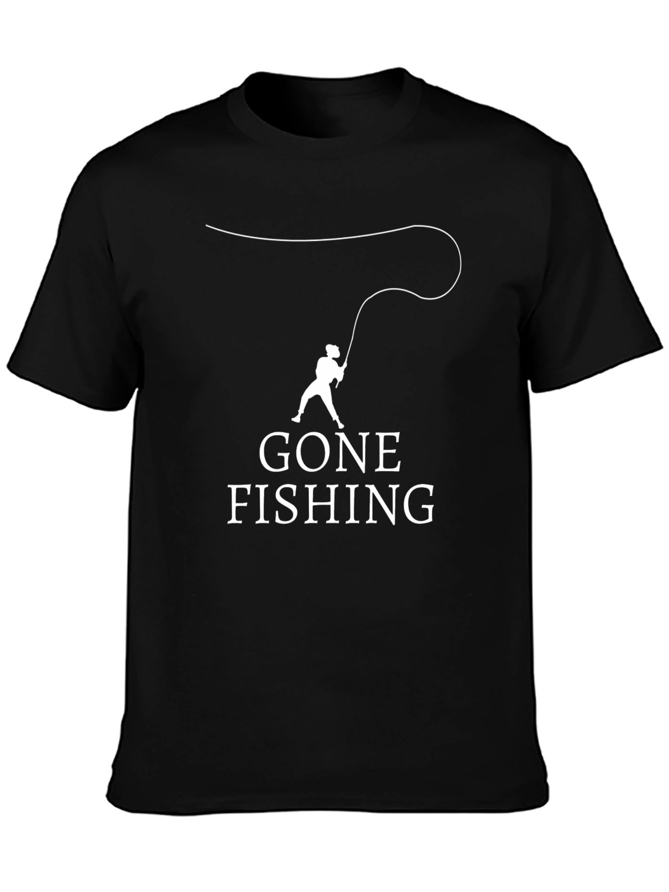 Gone Fishing Black Graphic T-Shirt