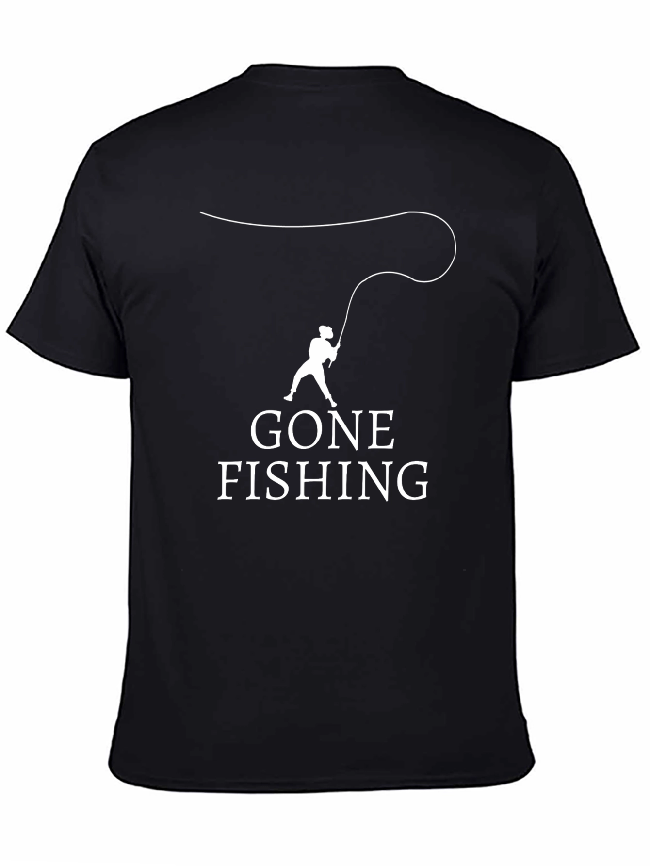 Gone Fishing Black Graphic T-Shirt