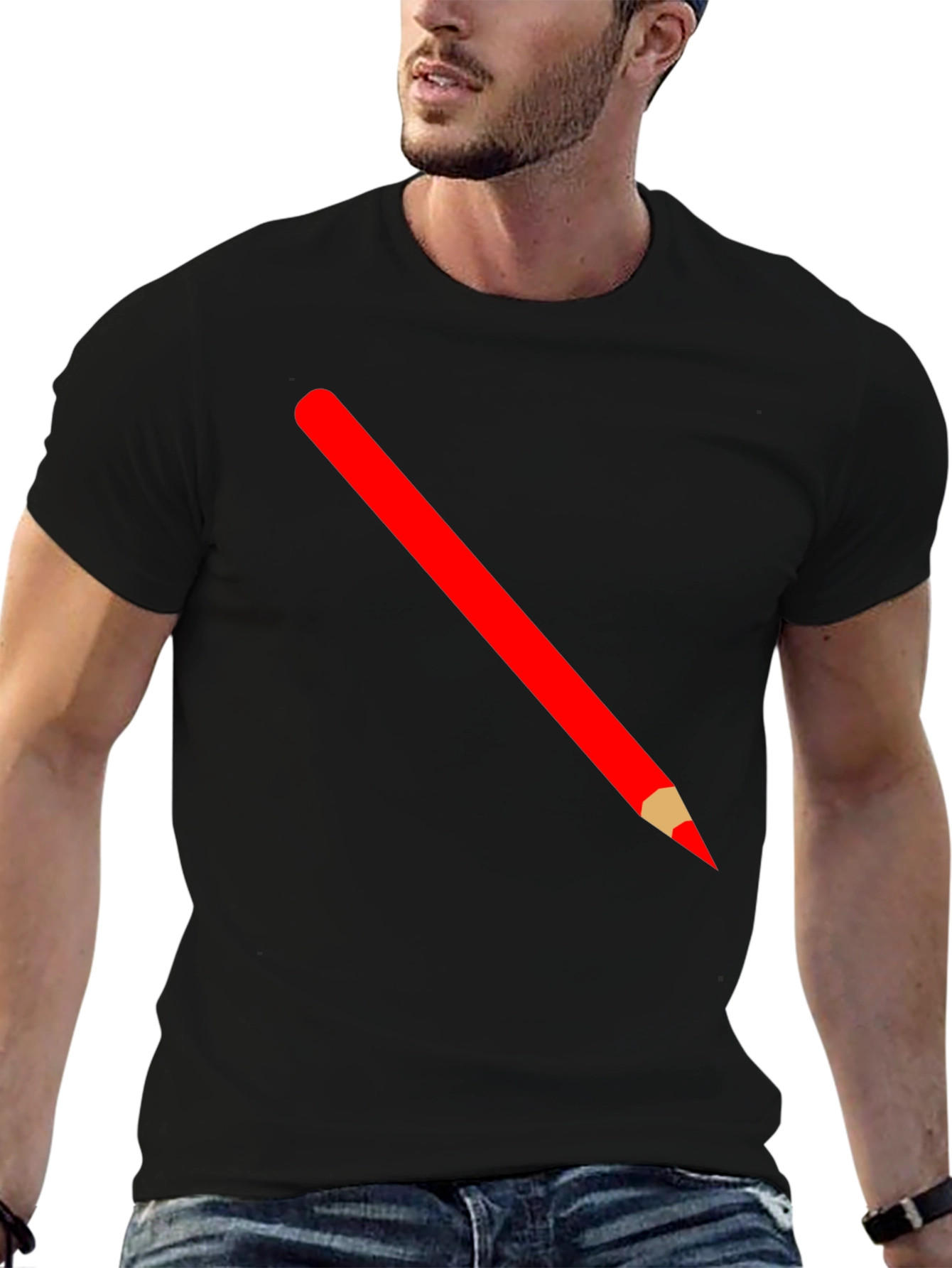 Pencil Graphic Tee - Black Cotton T-Shirt