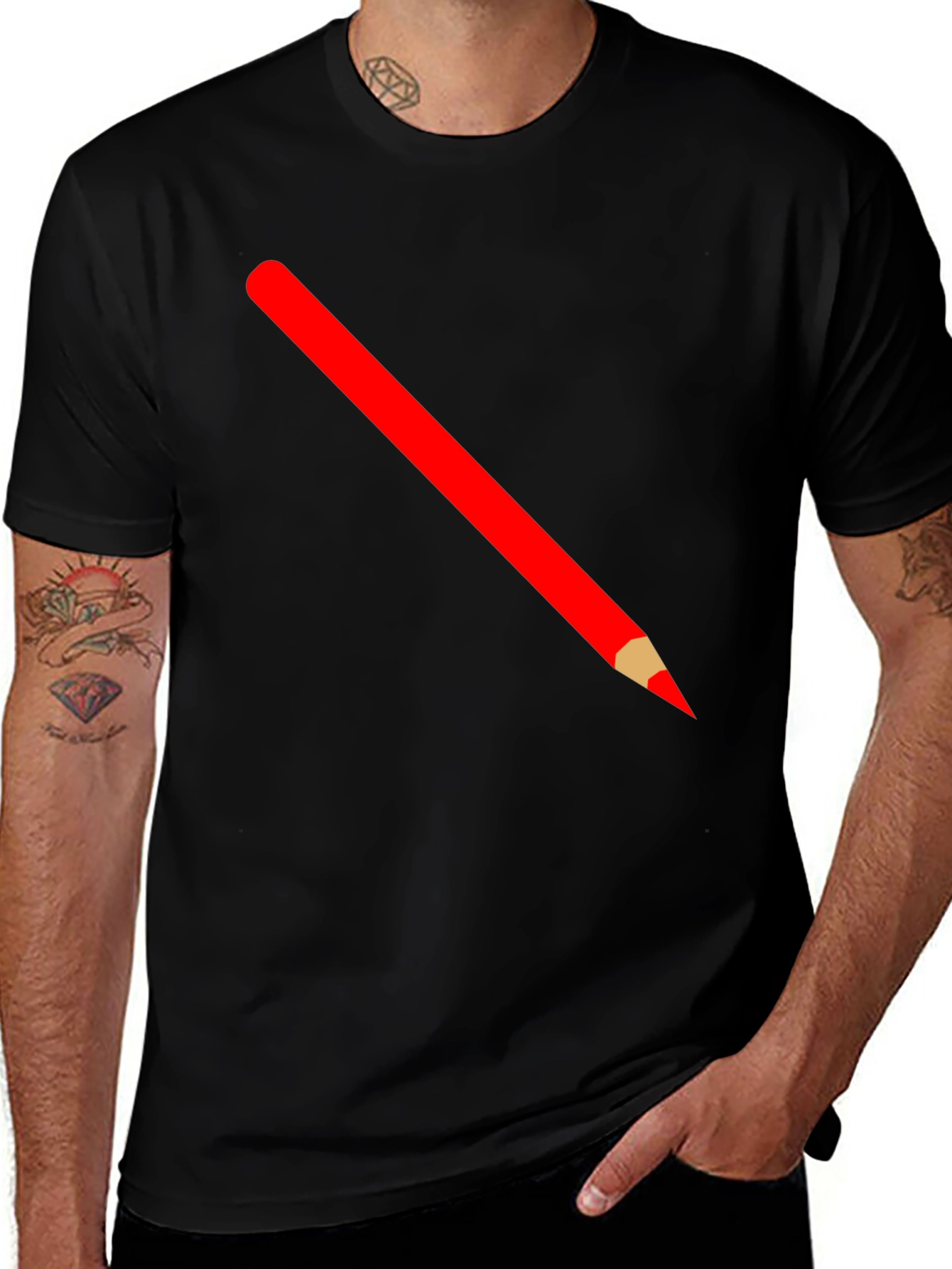 Pencil Graphic Tee - Black Cotton T-Shirt