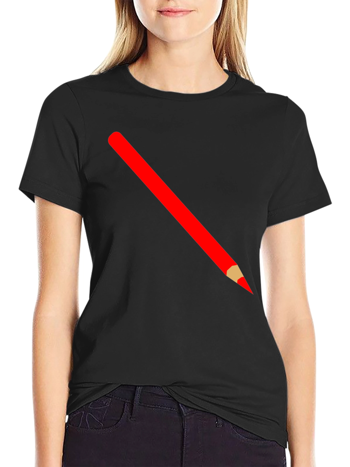 Pencil Graphic Tee - Black Cotton T-Shirt