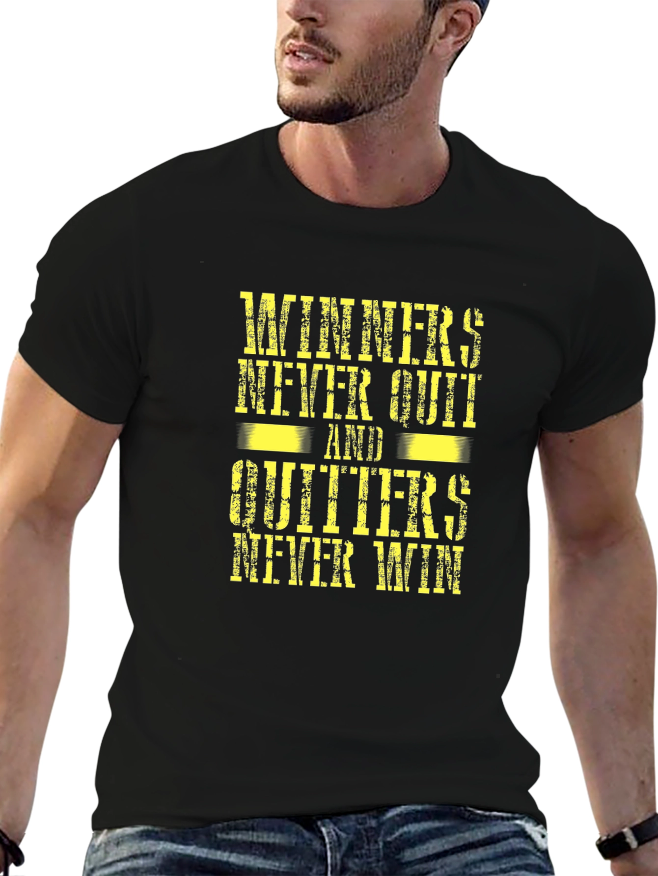 Winners Never Quit T-Shirt - Motivational Graphic Tee