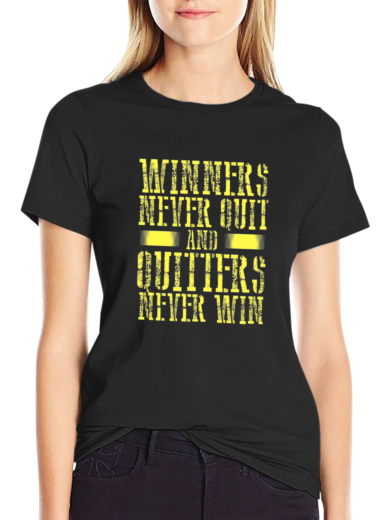 Winners Never Quit T-Shirt - Motivational Graphic Tee