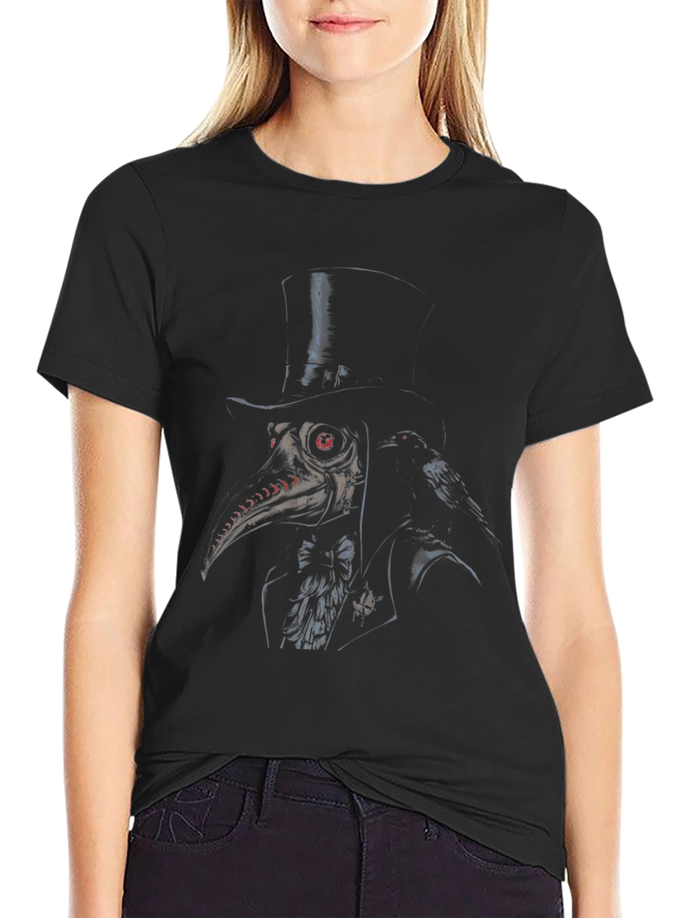 Plague Doctor Raven Graphic Black Tee