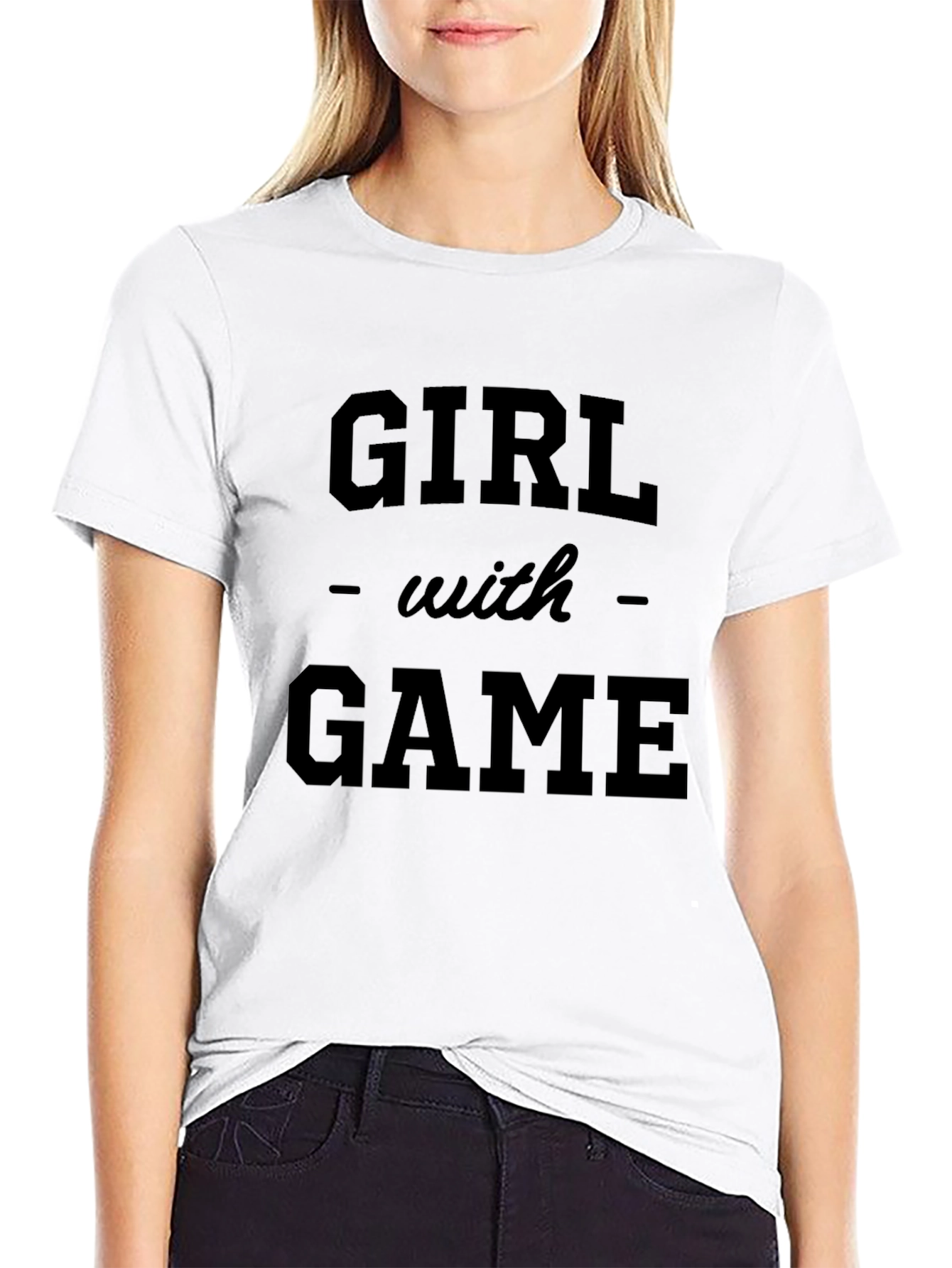 Girl with Game Graphic Tee - Stylish Comfort