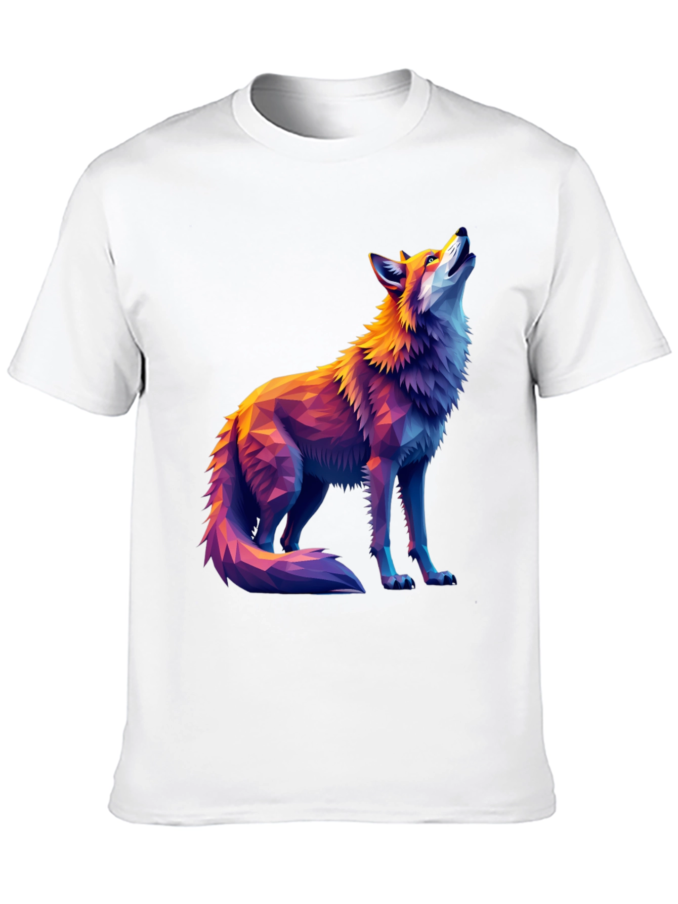 Geometric Wolf Graphic Tee - Artistic Black T-Shirt