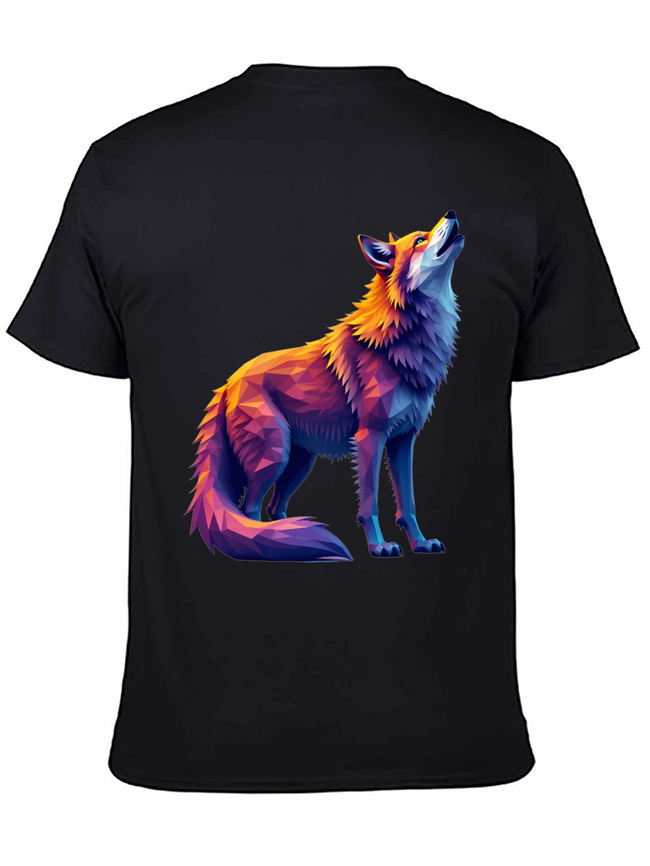 Geometric Wolf Graphic Tee - Artistic Black T-Shirt