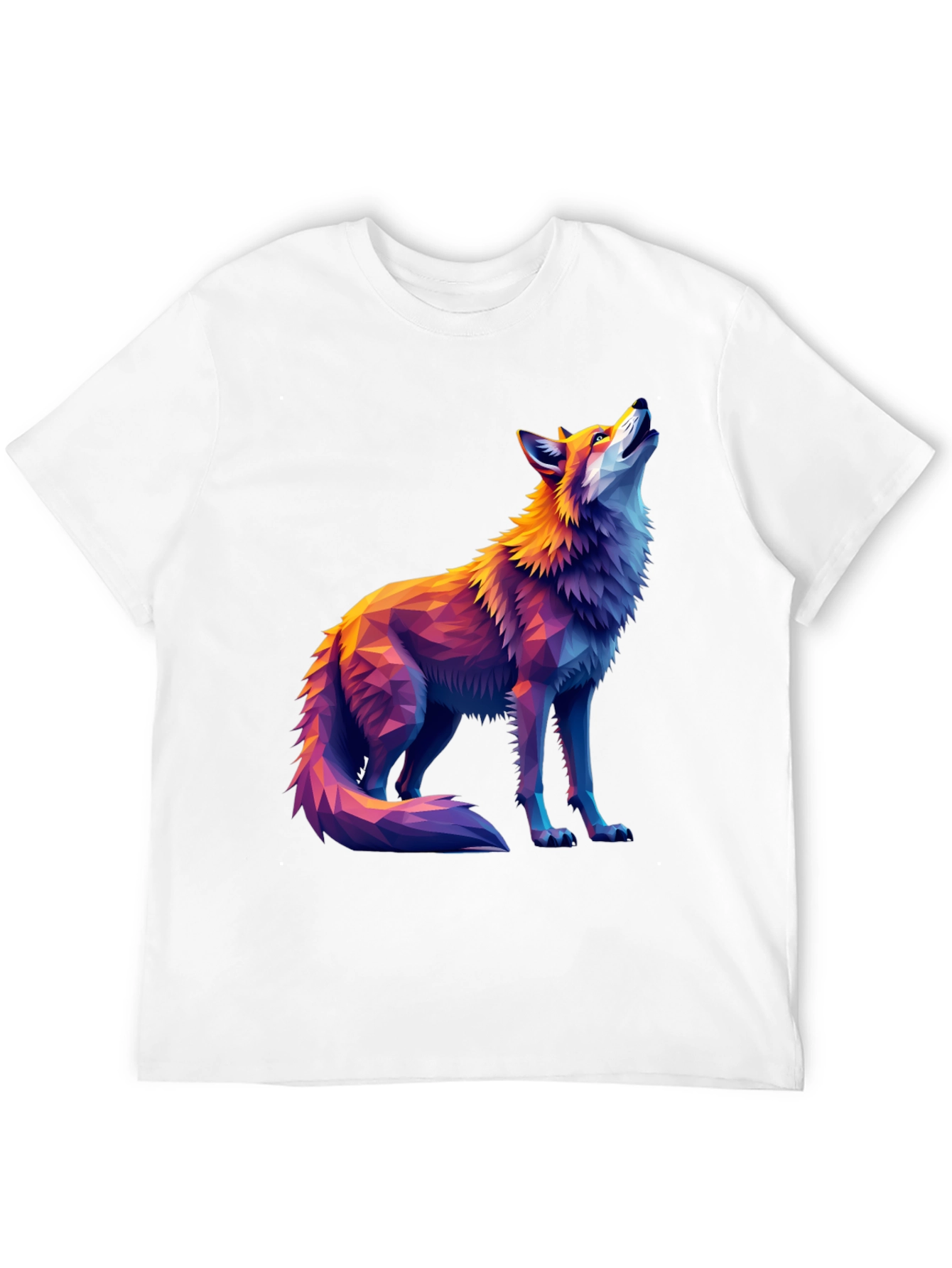 Geometric Wolf Graphic Tee - Artistic Black T-Shirt