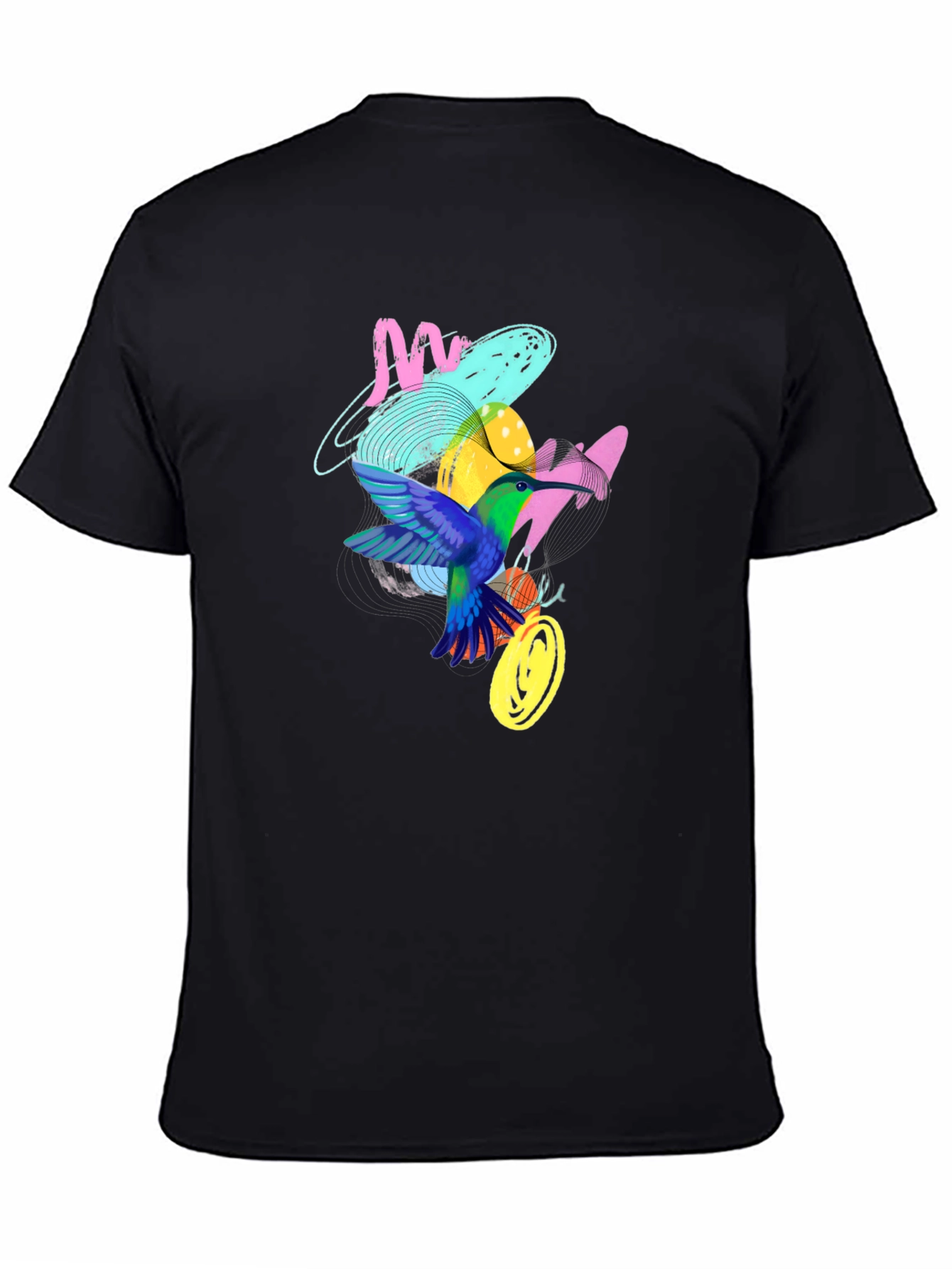 Hummingbird Graphic Print Black T-Shirt