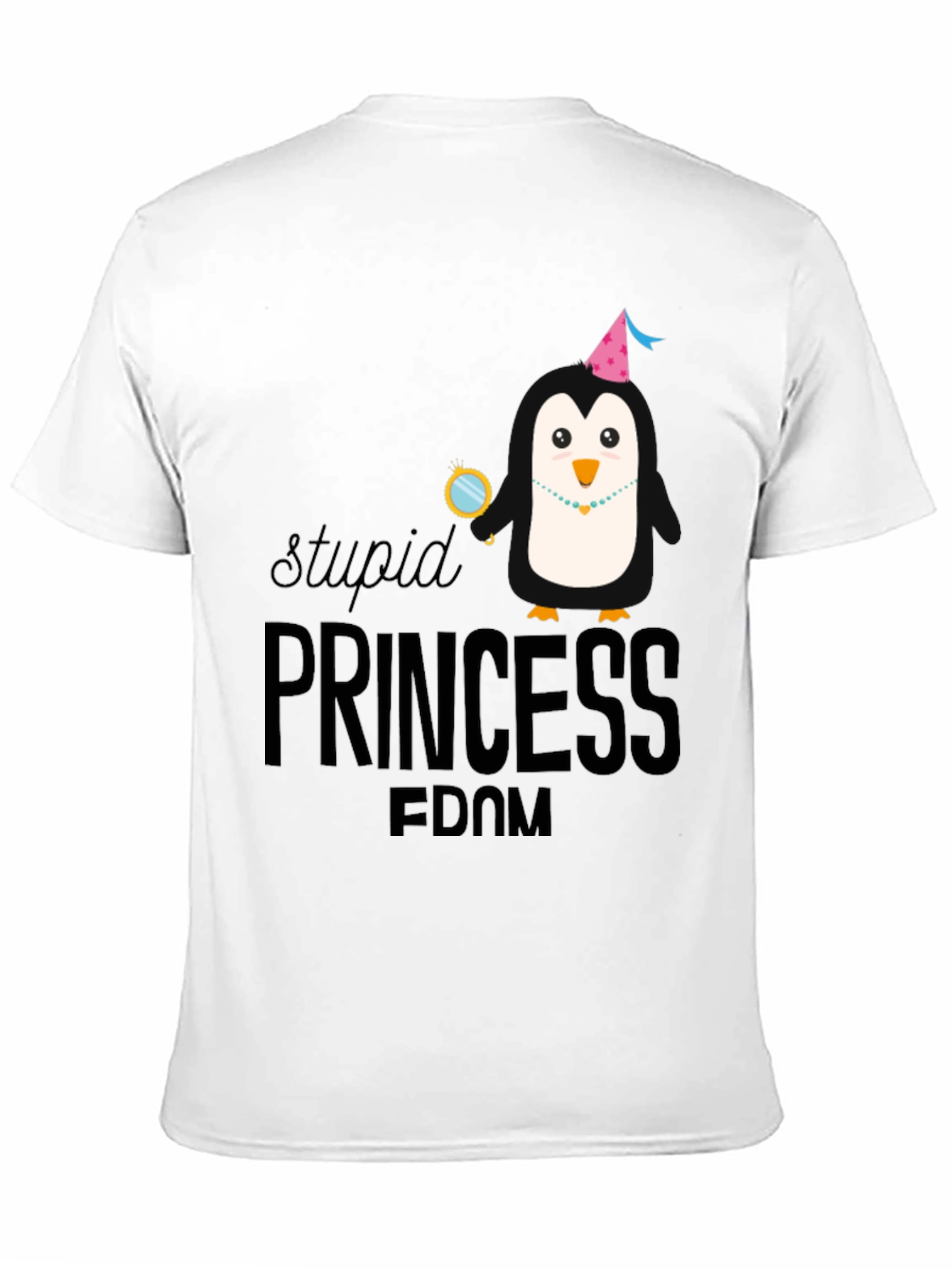 Stupid Princess Penguin Black T-Shirt