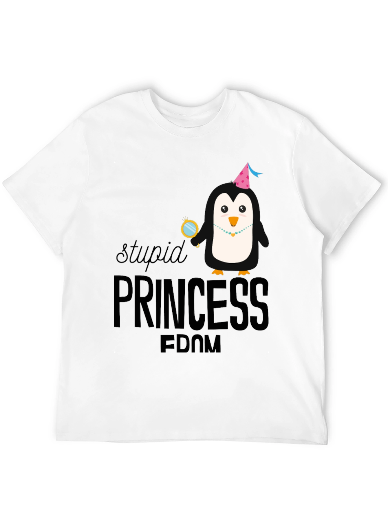 Stupid Princess Penguin Black T-Shirt