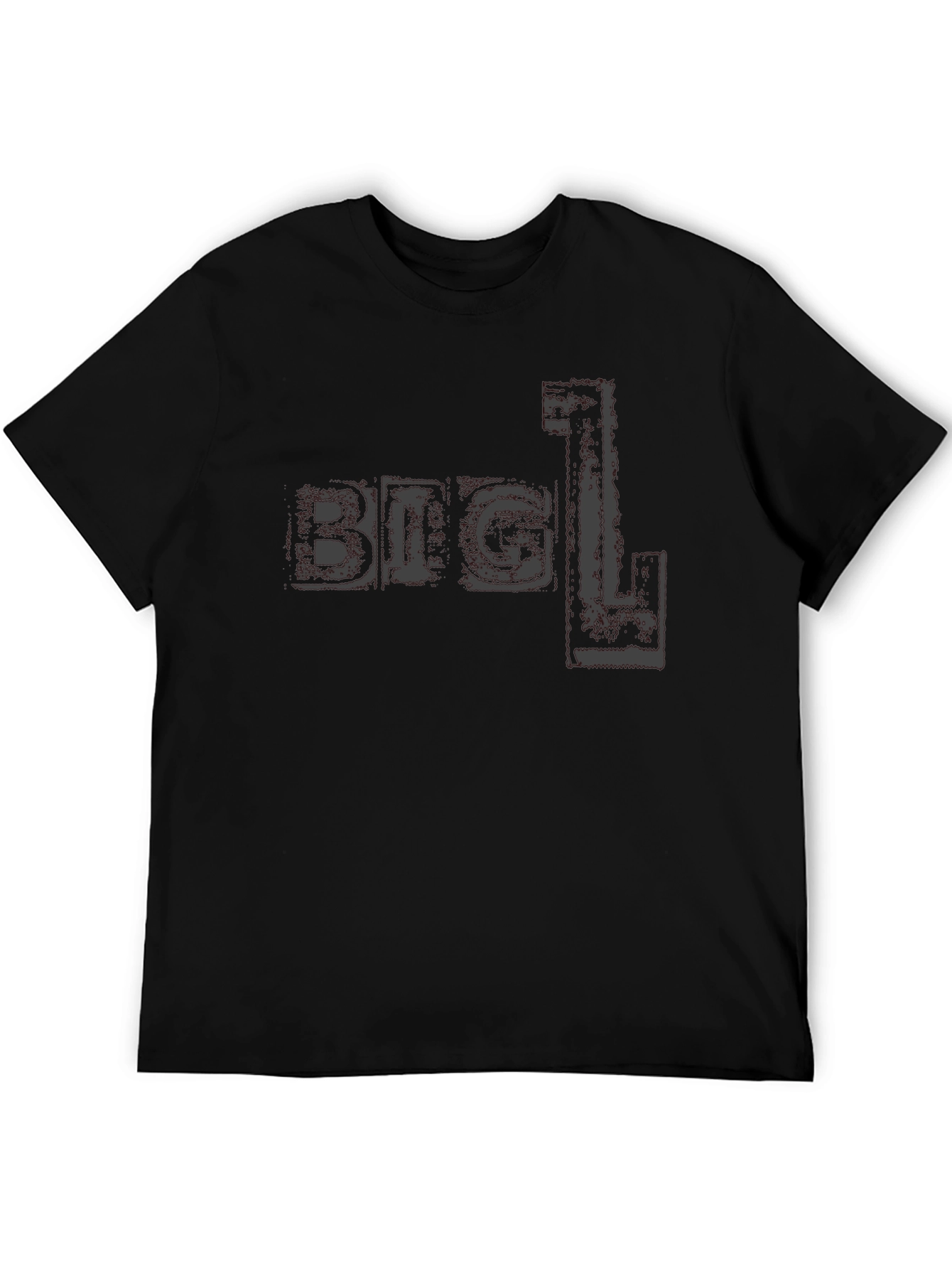 Big L T-Shirt - Distressed Print Black Tee