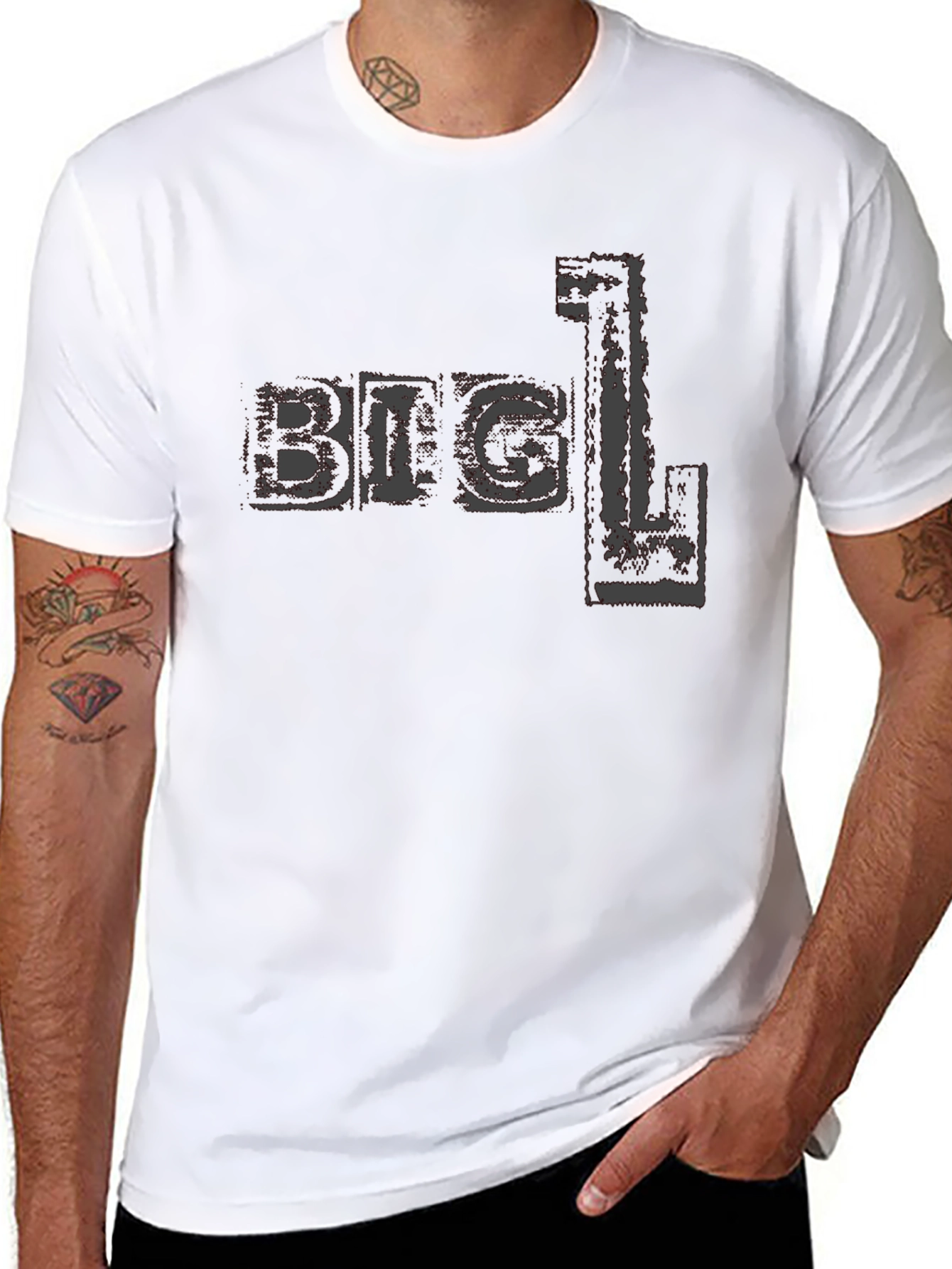 Big L T-Shirt - Distressed Print Black Tee