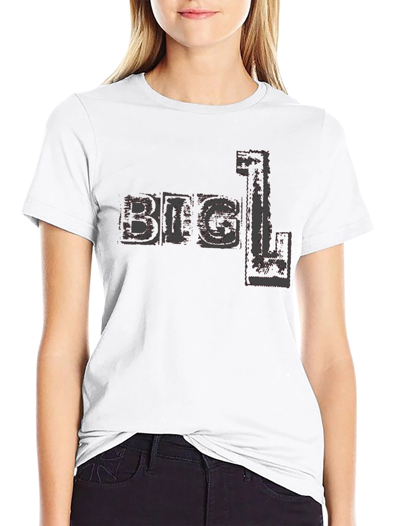 Big L T-Shirt - Distressed Print Black Tee
