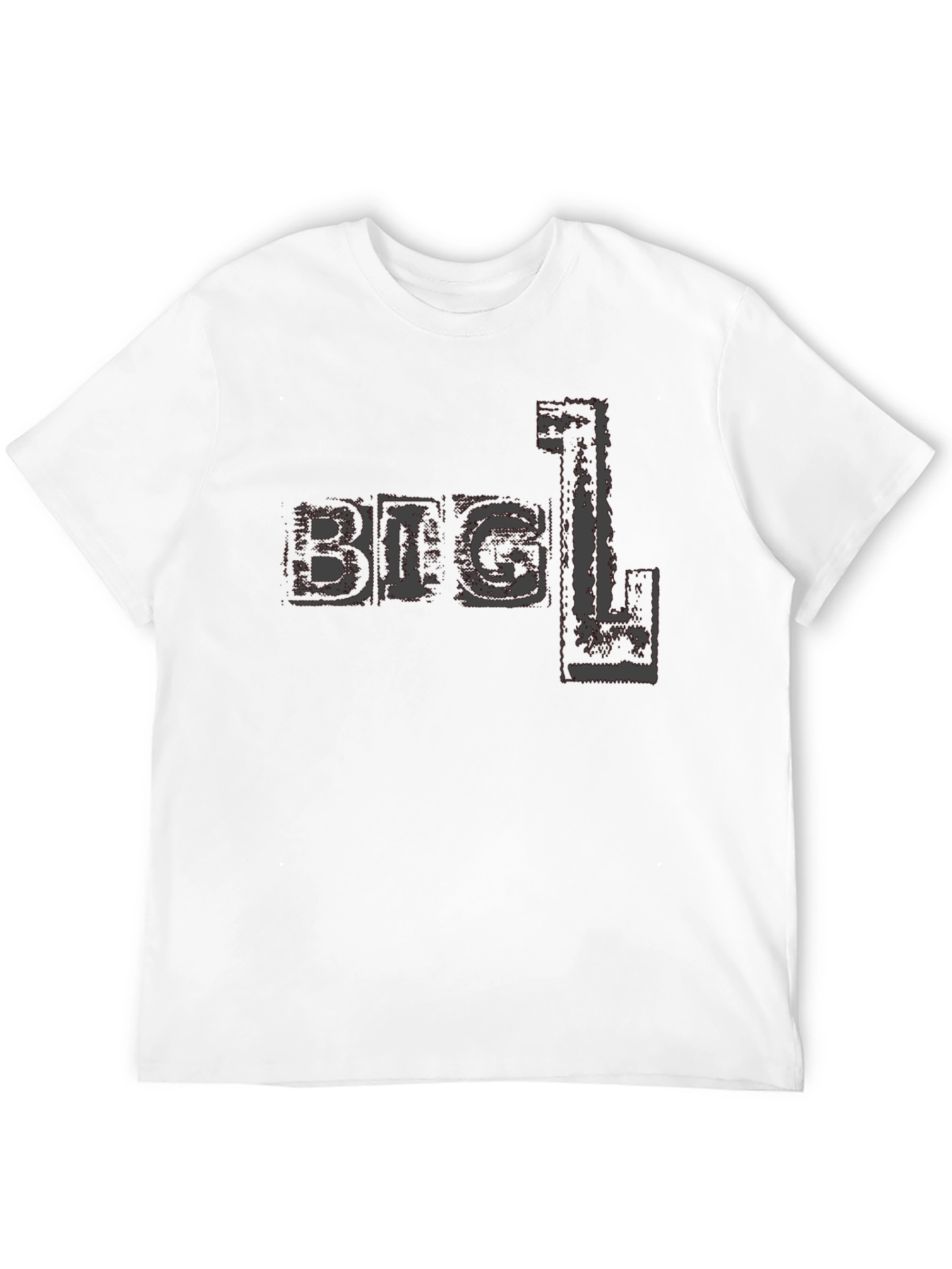 Big L T-Shirt - Distressed Print Black Tee