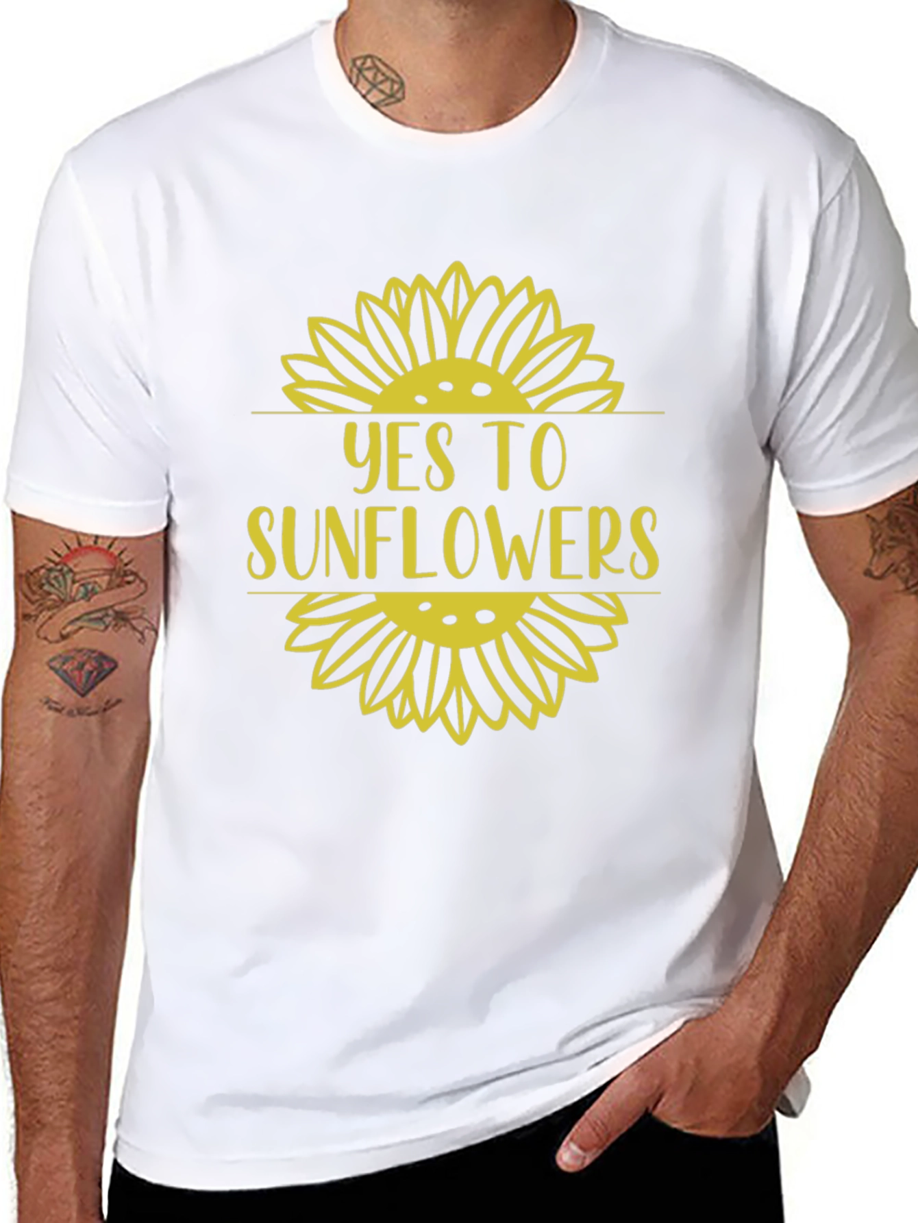 Yes to Sunflowers Graphic Tee - Black Cotton T-Shirt