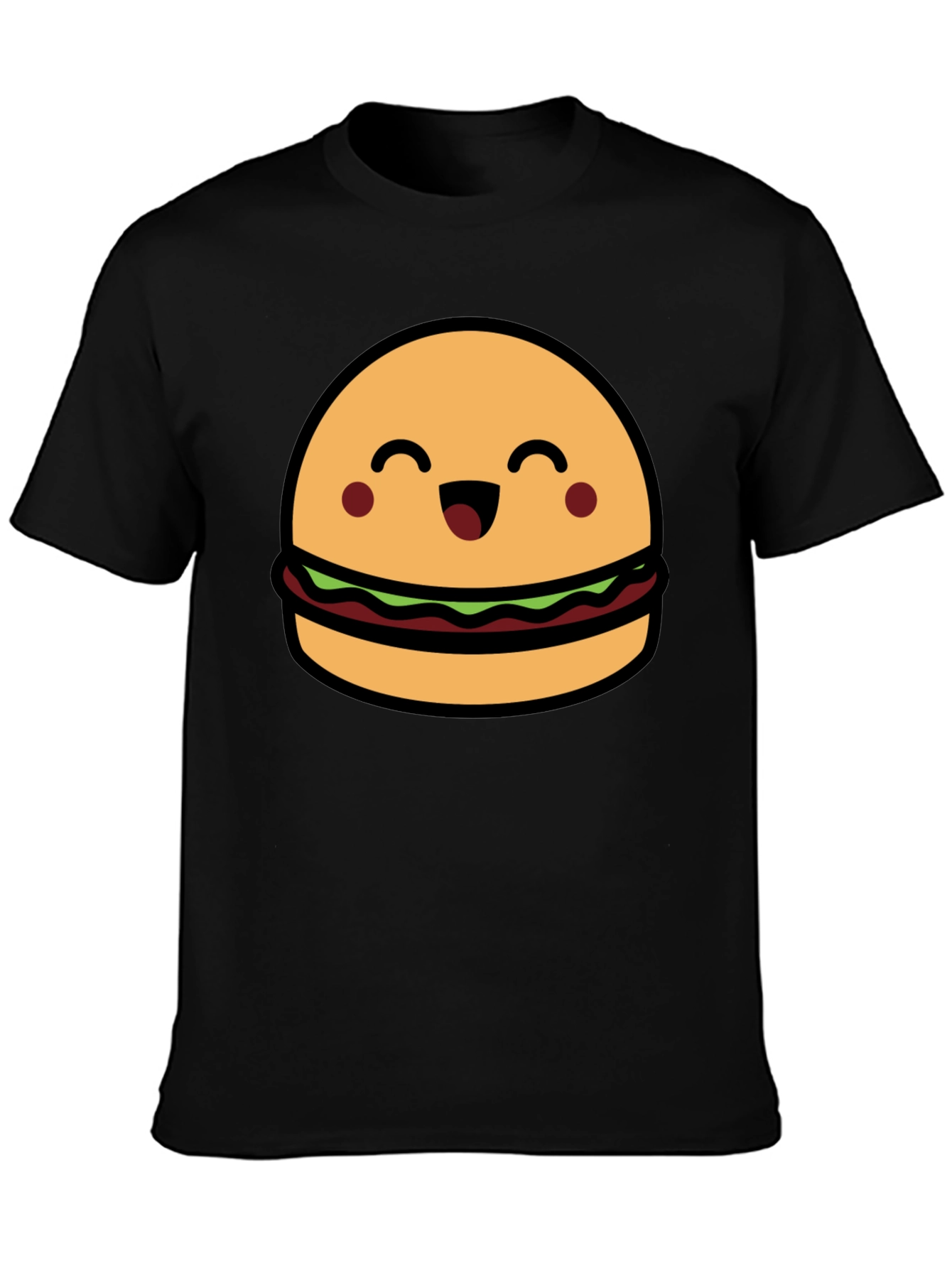 Cute Burger Graphic Tee - Black