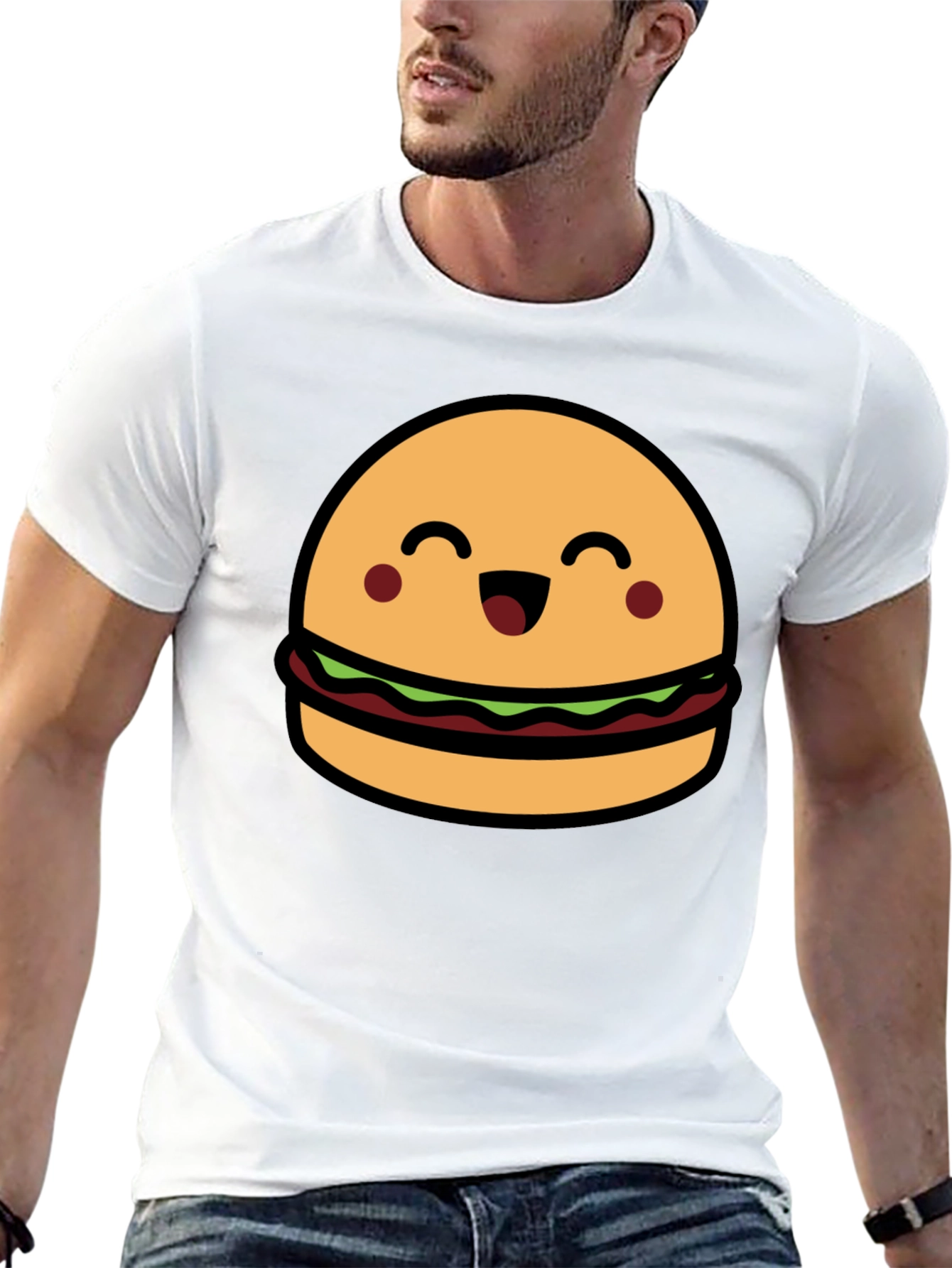 Cute Burger Graphic Tee - Black