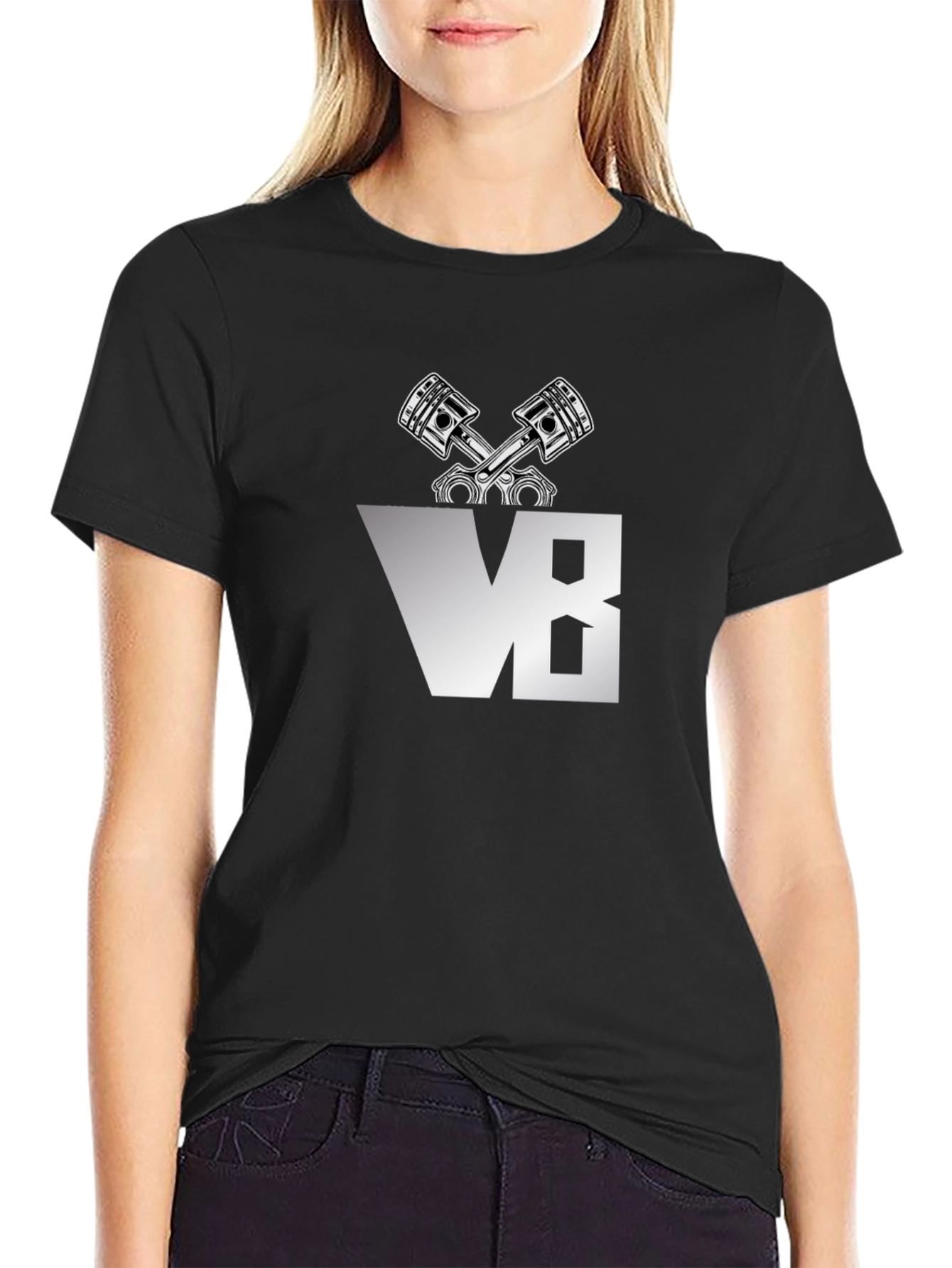 V8 Engine Piston Graphic Tee - Black