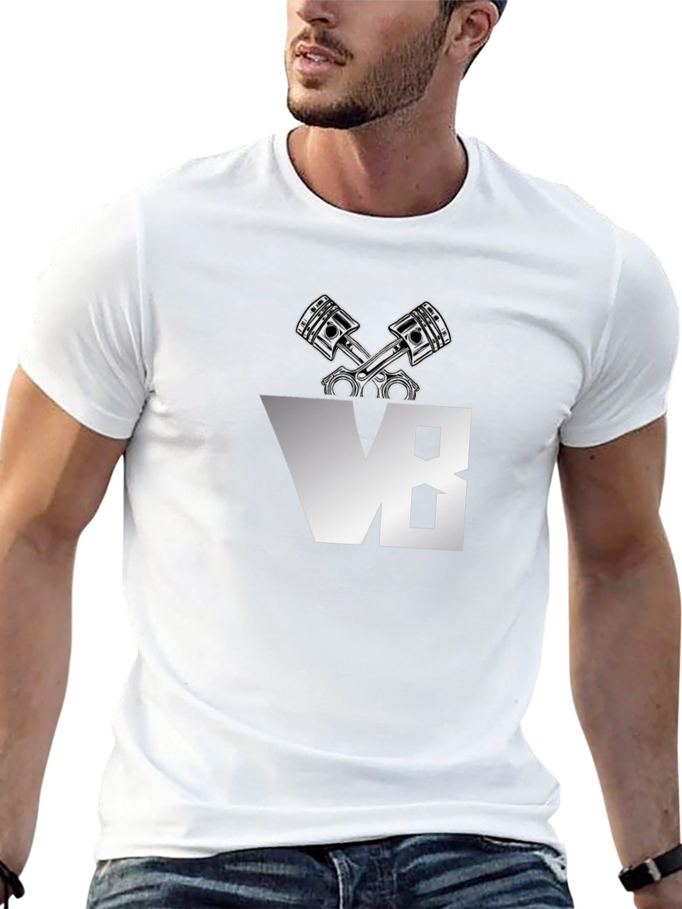 V8 Engine Piston Graphic Tee - Black