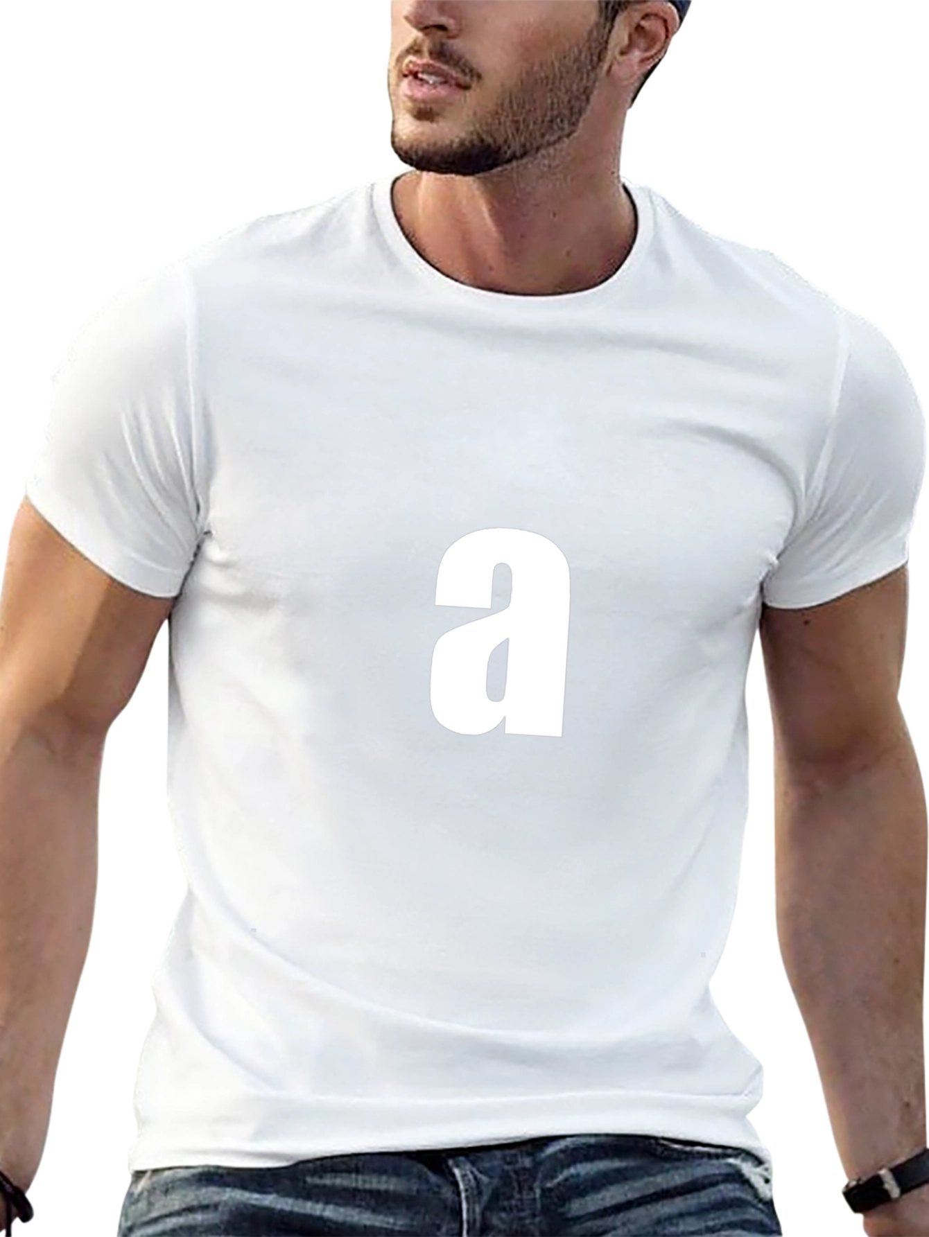 Mens Black T-Shirt with White a Graphic