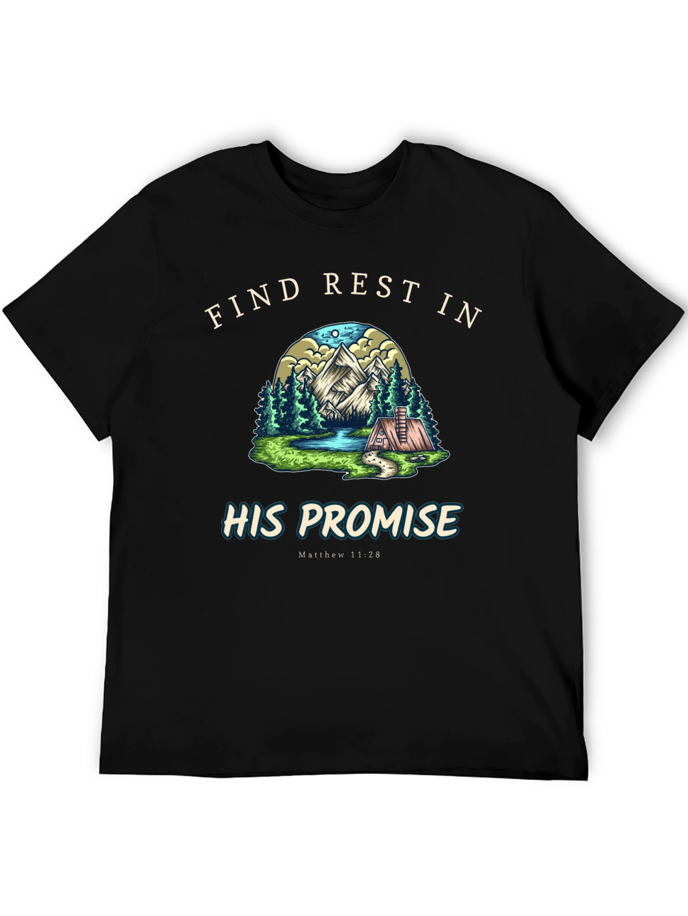 Find Rest in His Promise Black T-Shirt