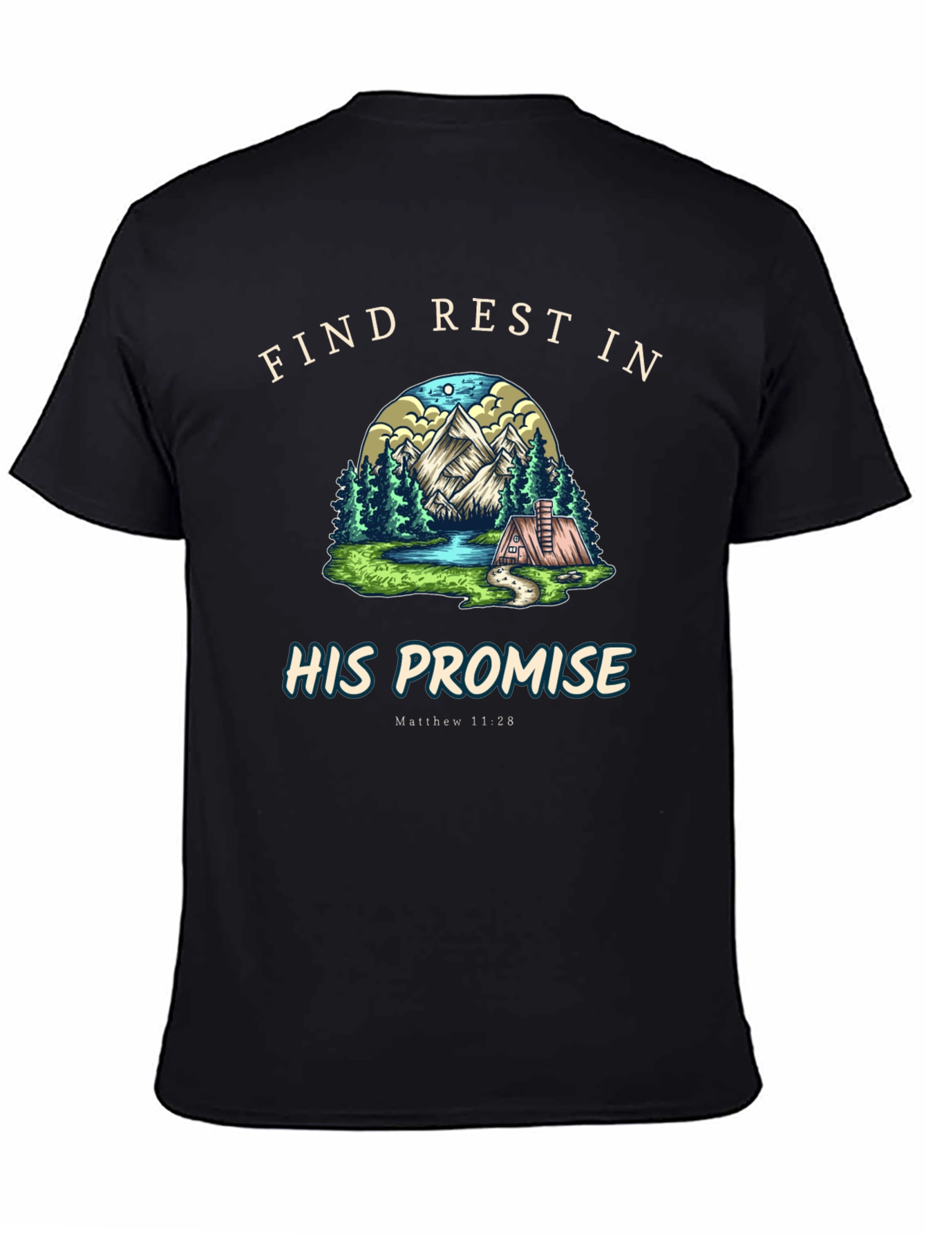 Find Rest in His Promise Black T-Shirt