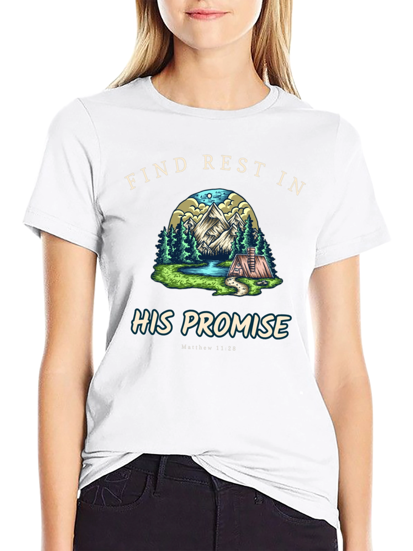 Find Rest in His Promise Black T-Shirt