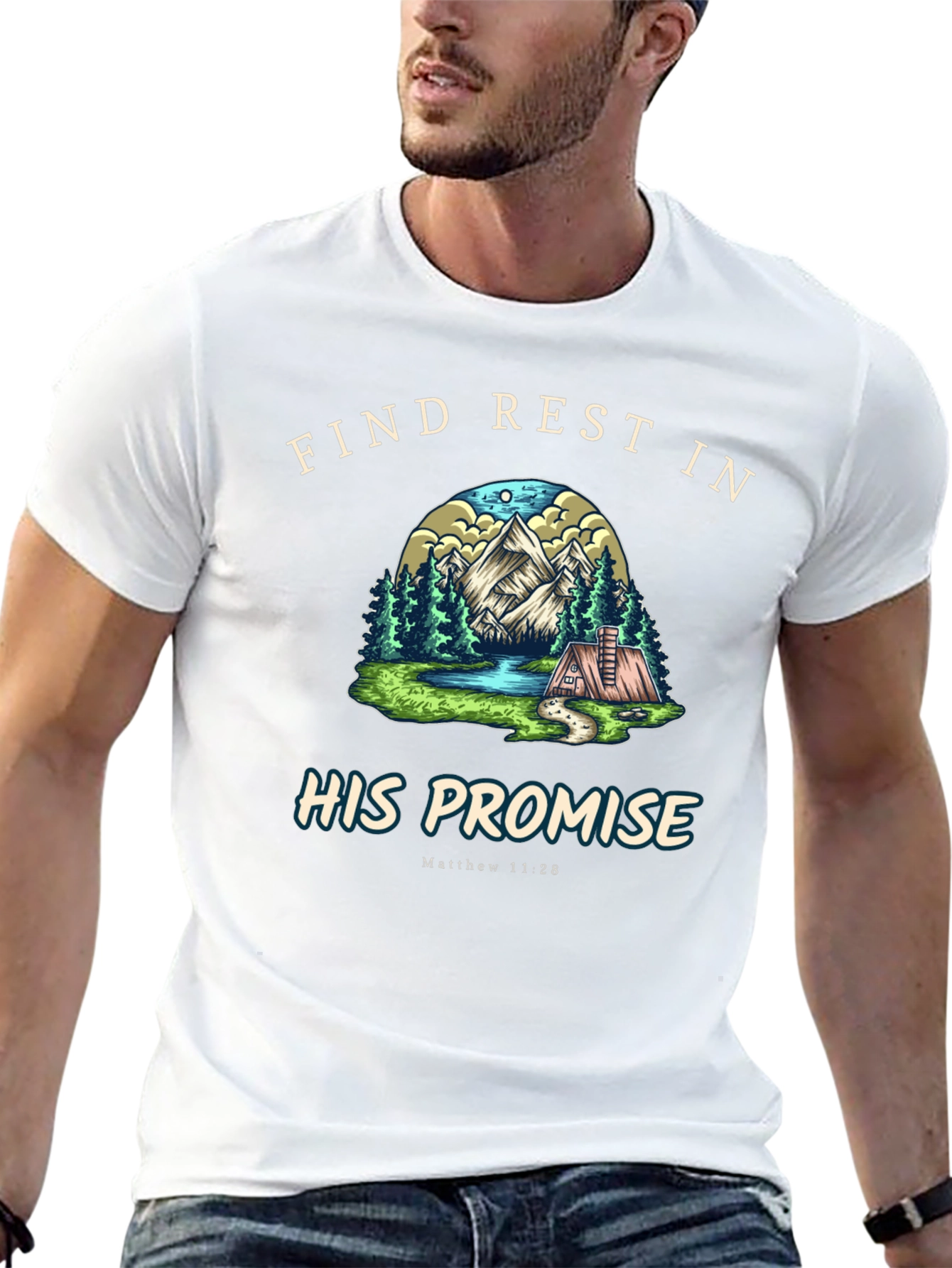 Find Rest in His Promise Black T-Shirt