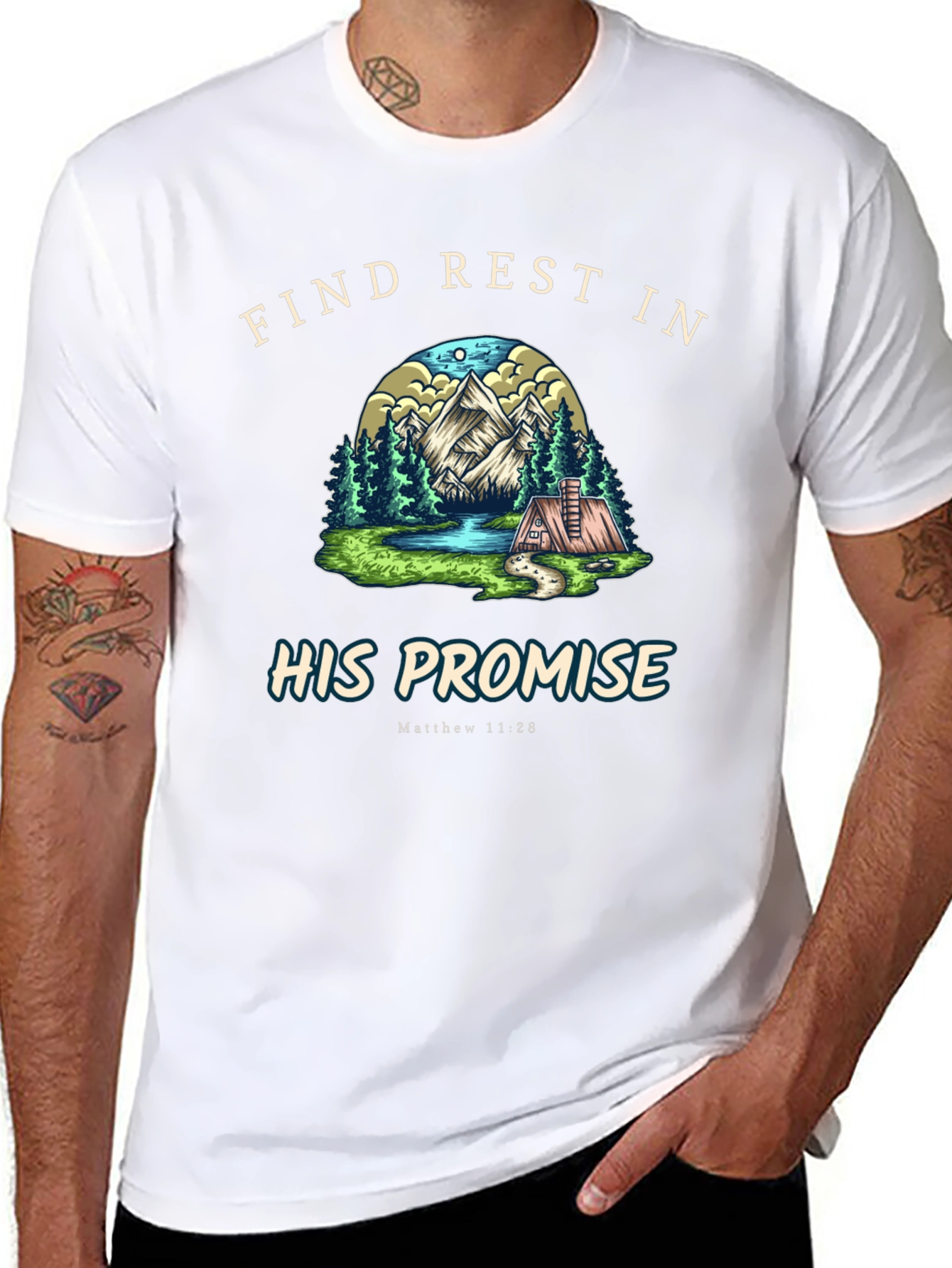 Find Rest in His Promise Black T-Shirt