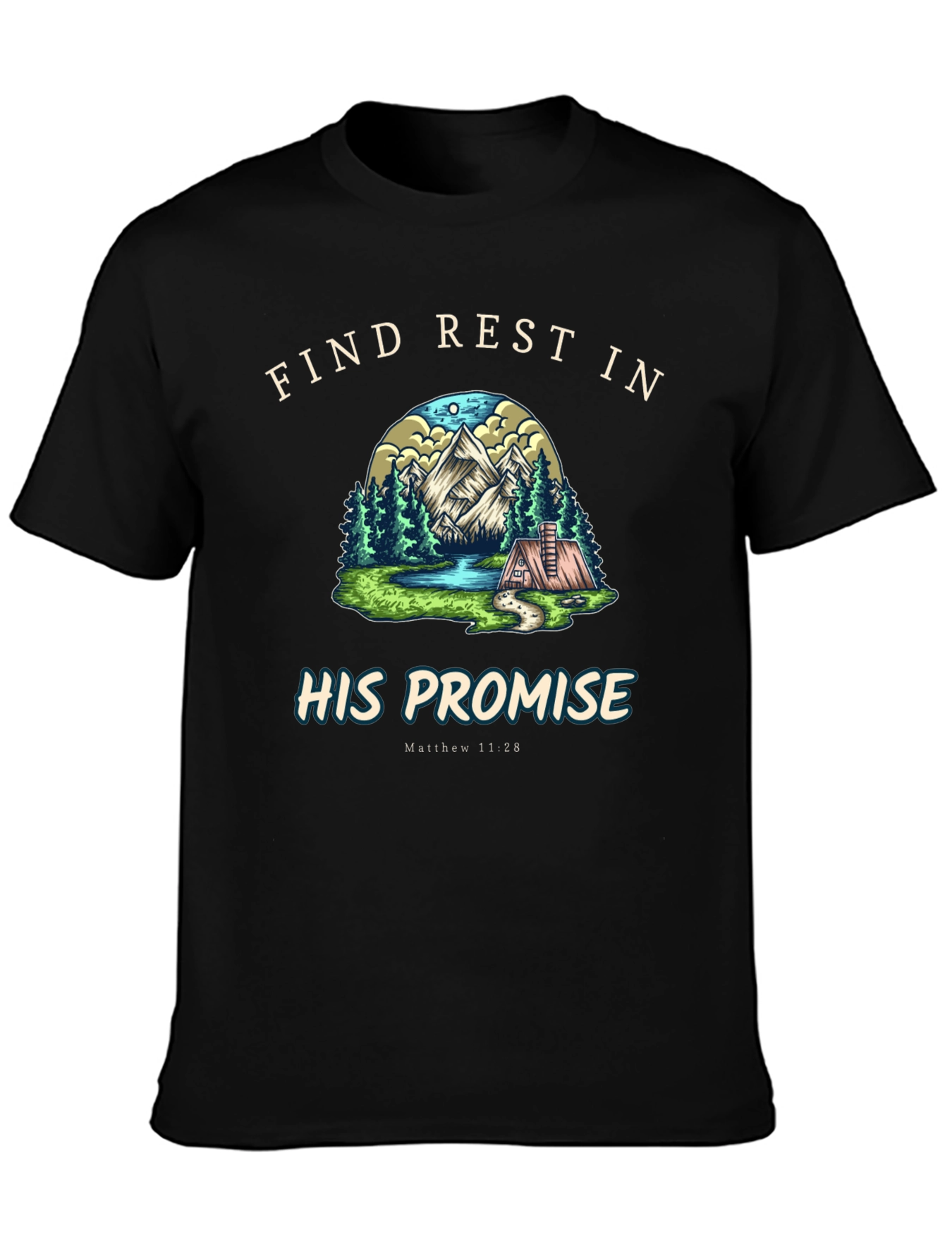 Find Rest in His Promise Black T-Shirt