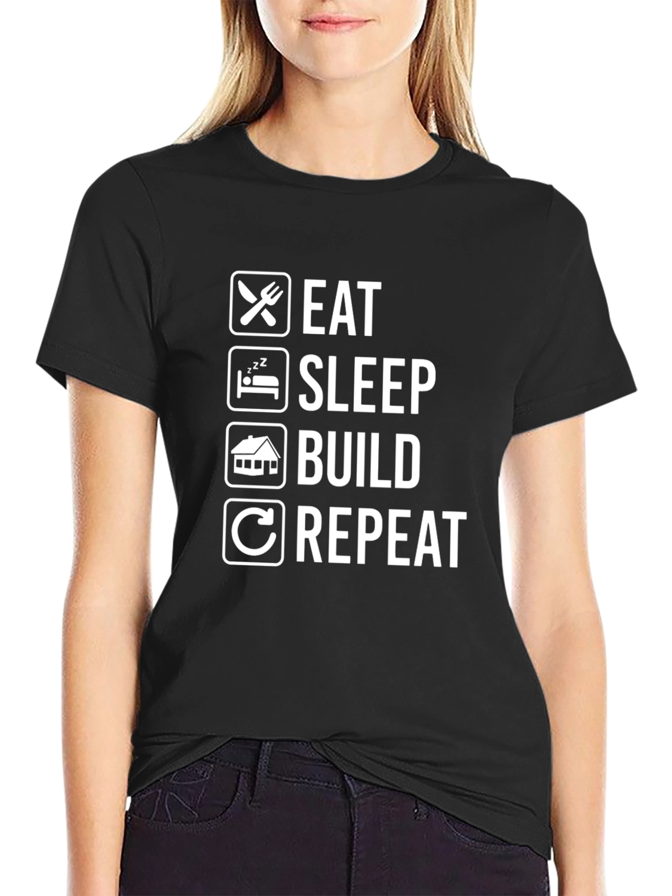 Eat Sleep Build Repeat T-Shirt - Funny Construction Tee