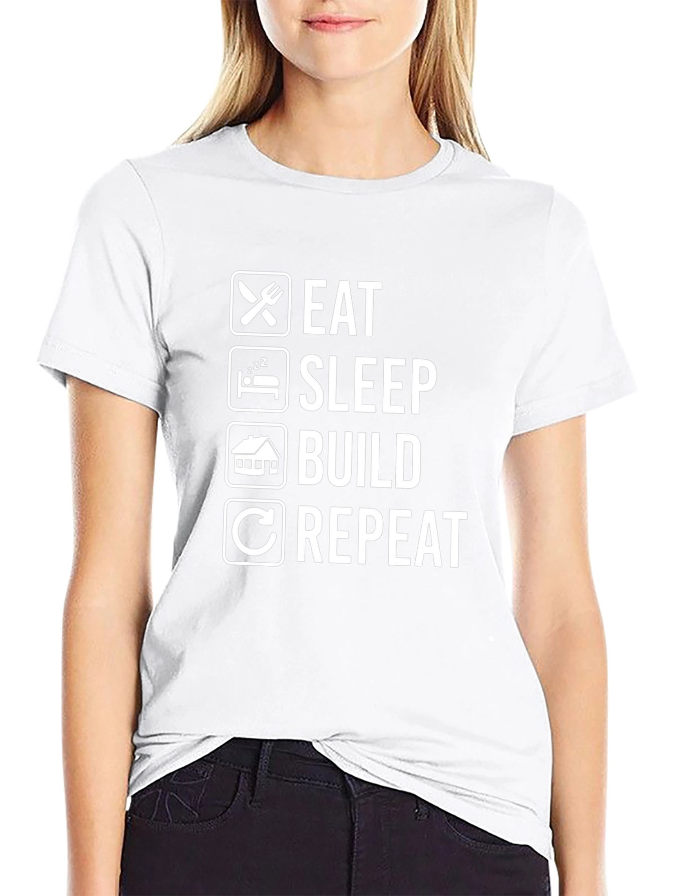 Eat Sleep Build Repeat T-Shirt - Funny Construction Tee